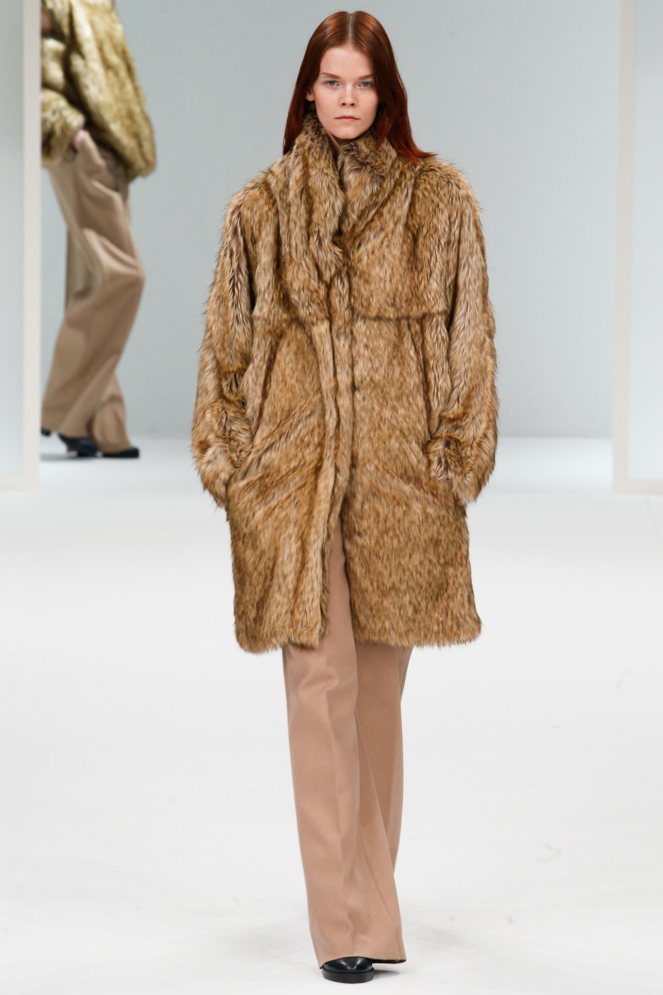 shawl-collar fur coat