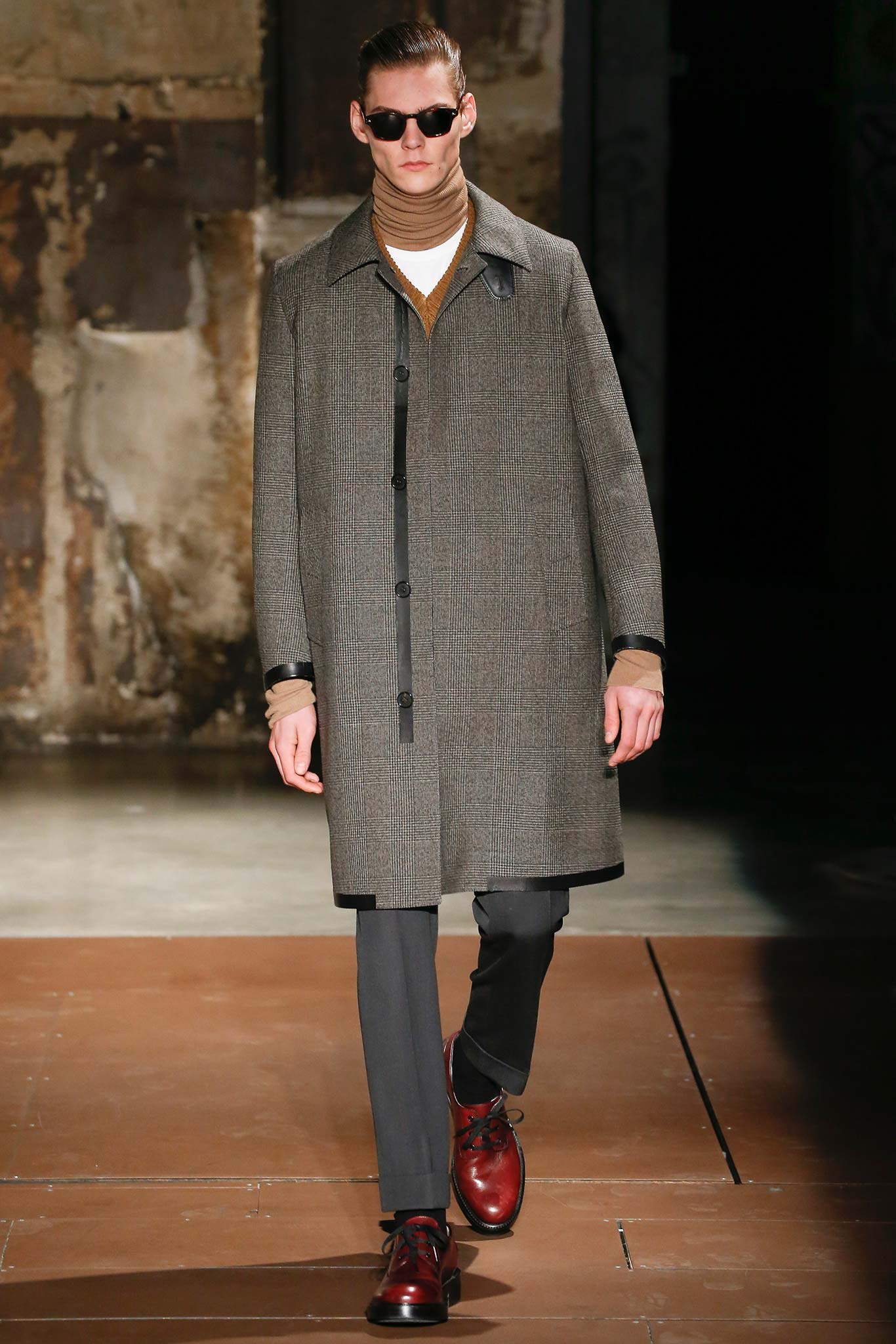 checked wool car coat