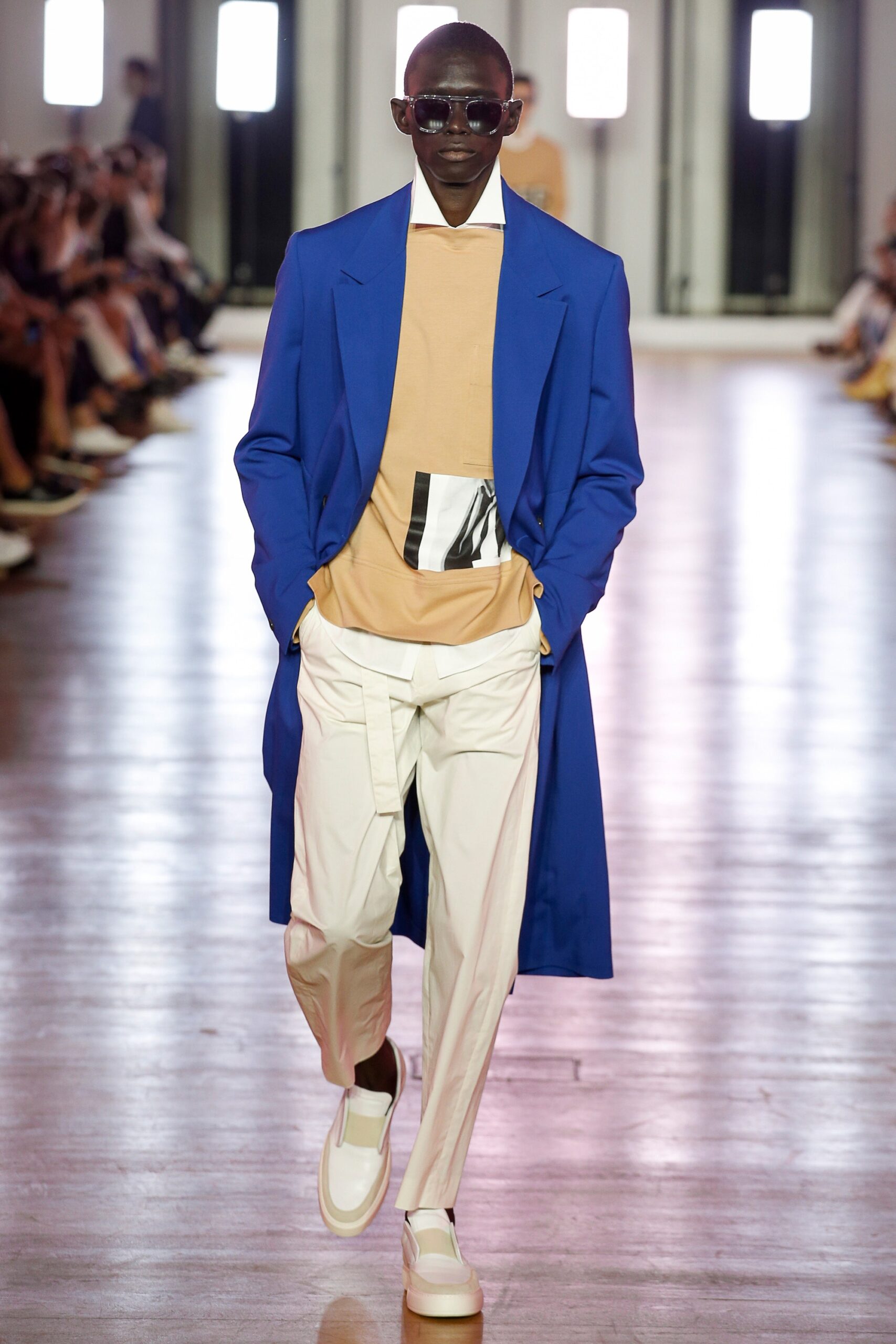 blue tailored long coat
