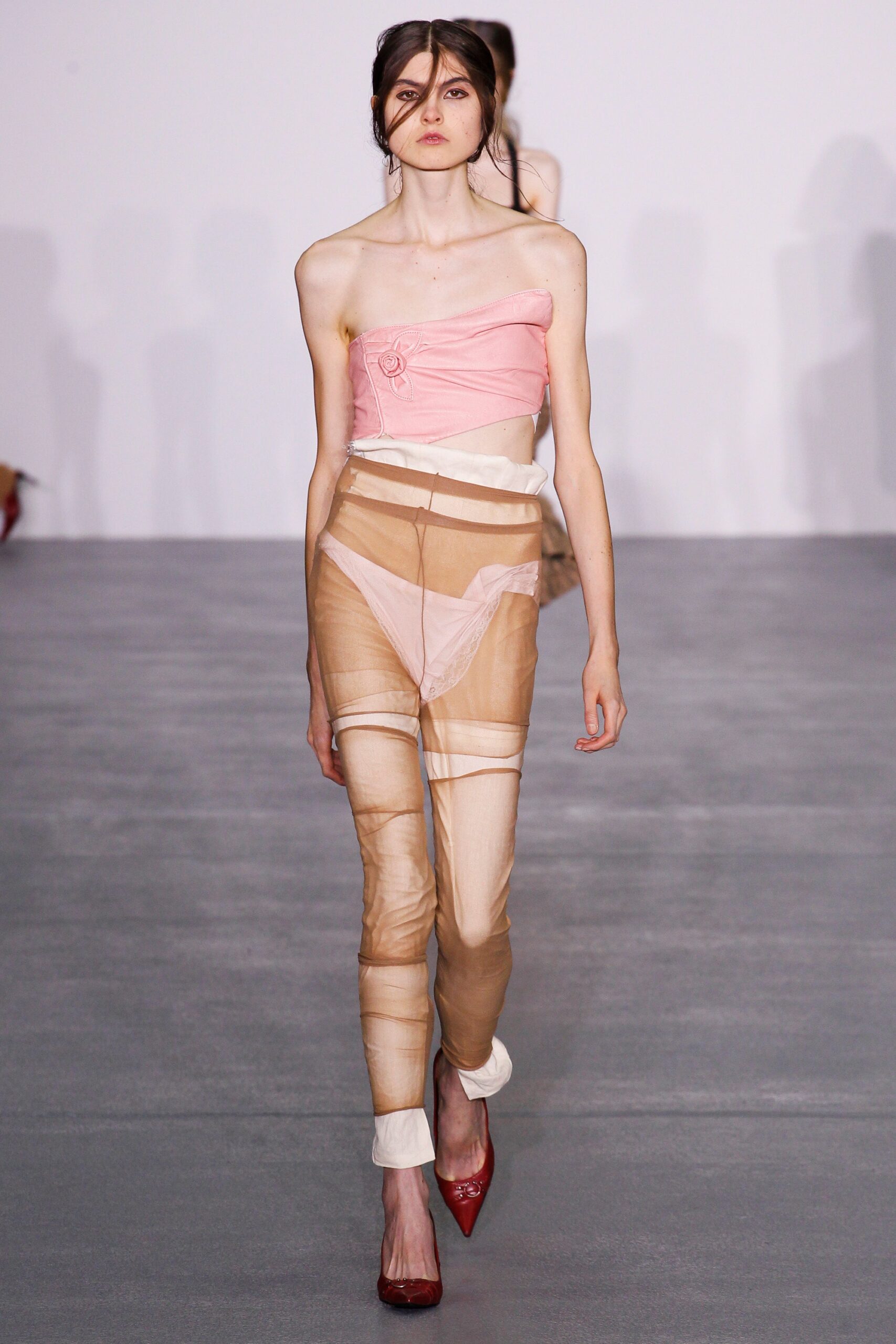 pink rosette strapless crop top