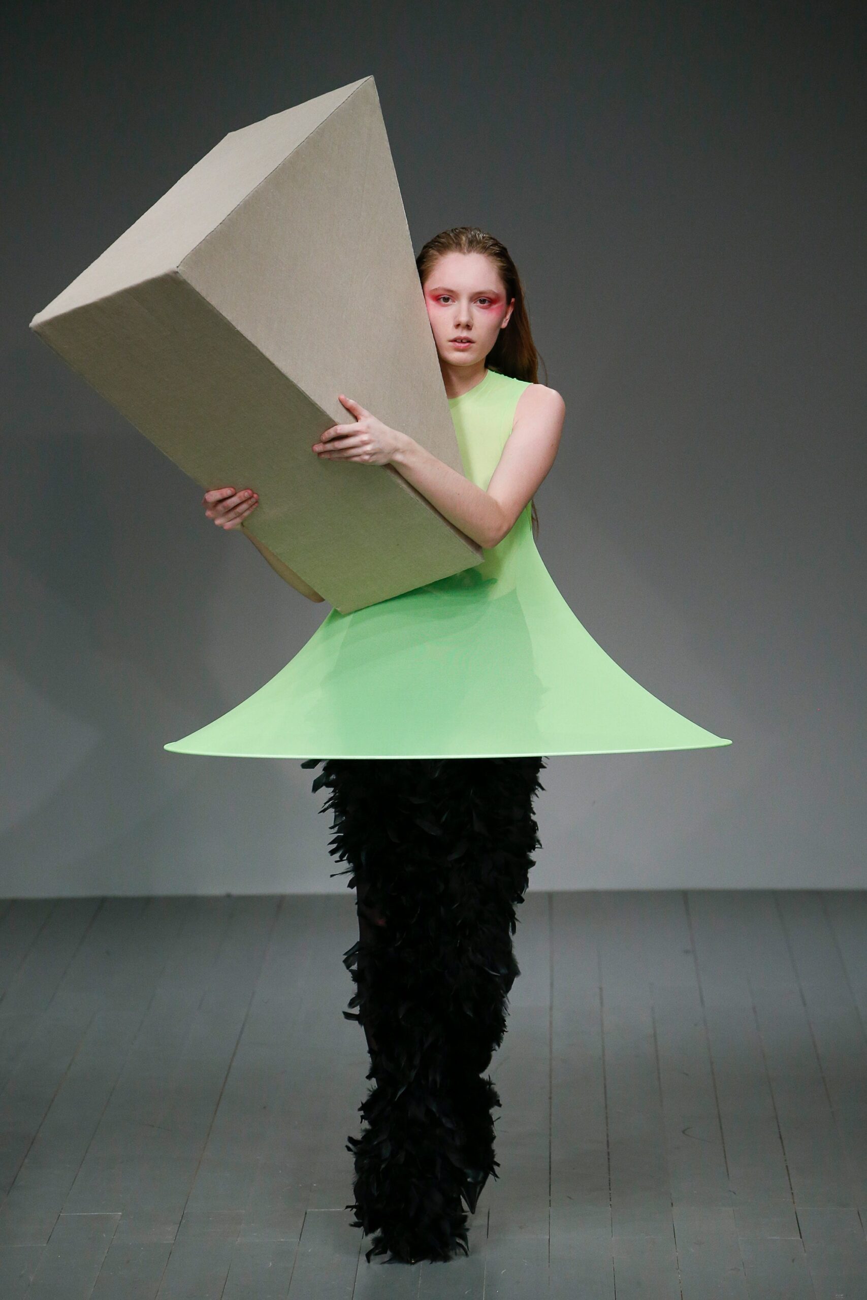 sculptural cone skirt mini dress