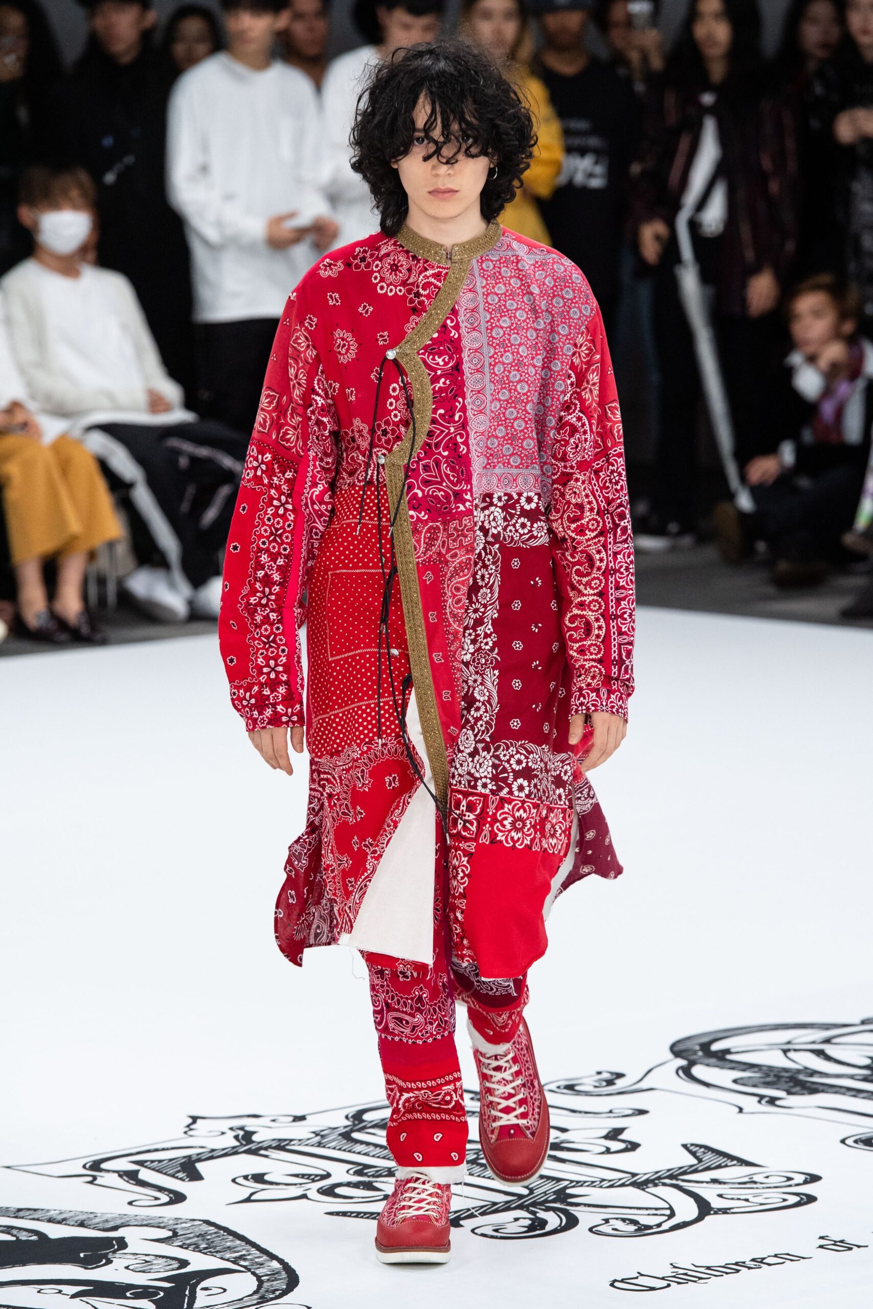 red bandana patchwork coat