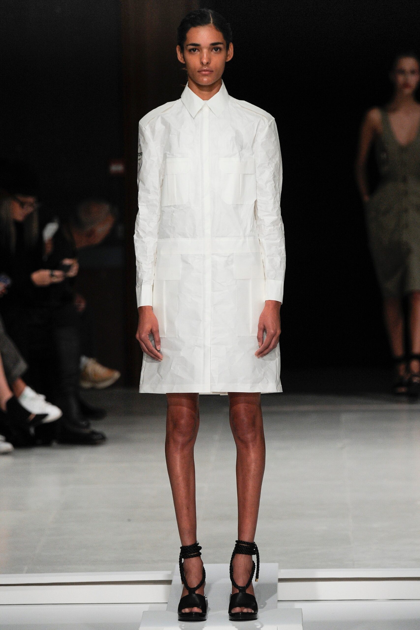 white utility shirt dress
