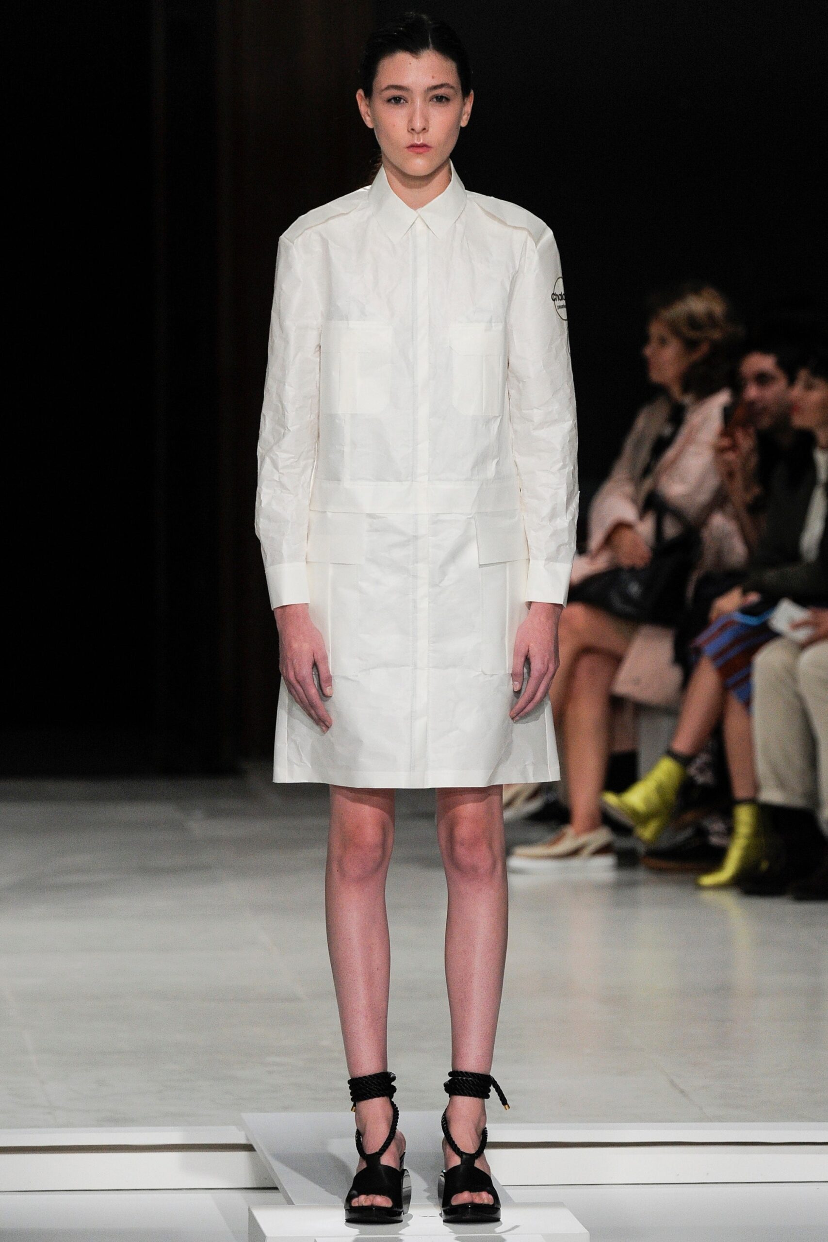 white long-sleeve shirt dress