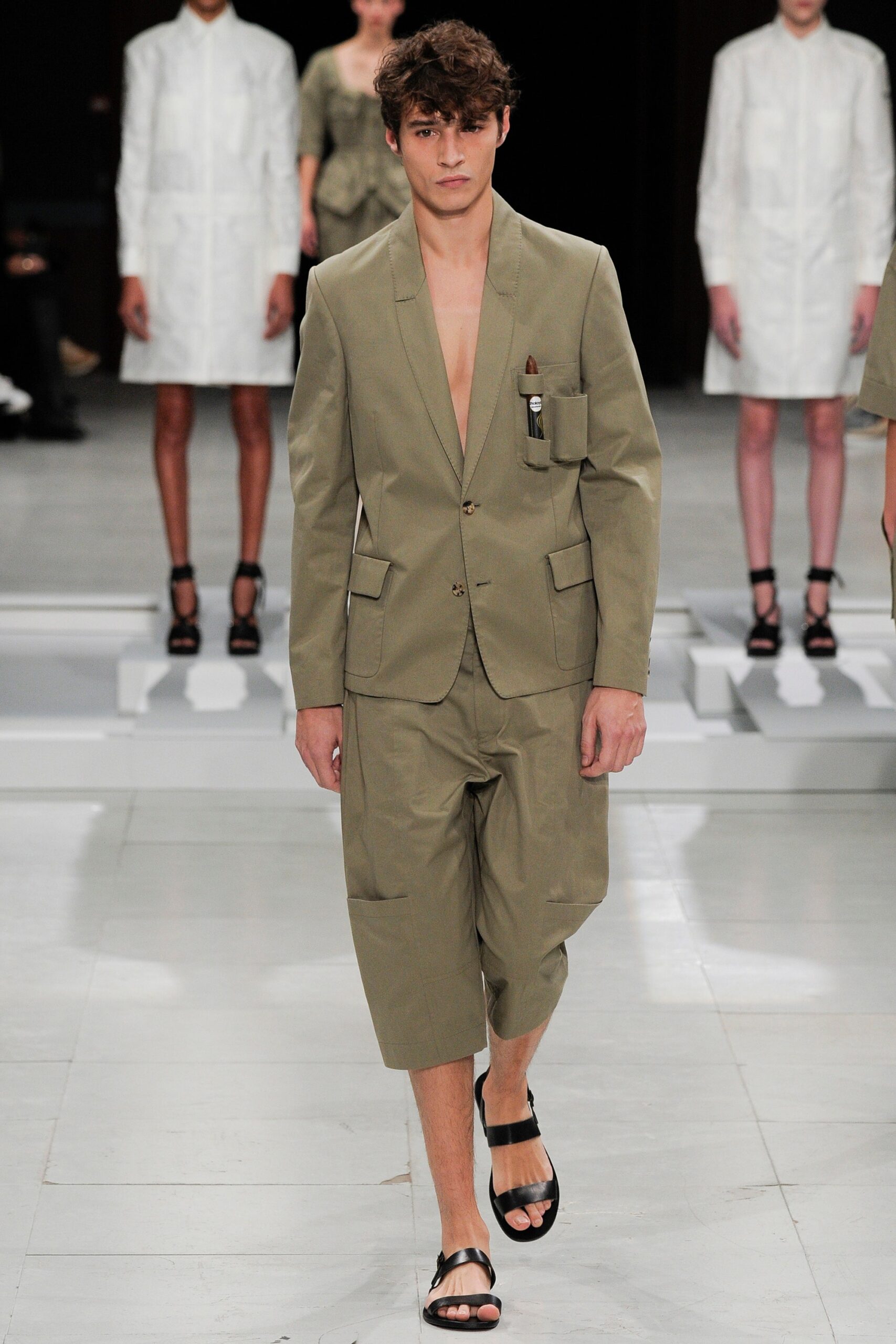 olive utility pocket blazer