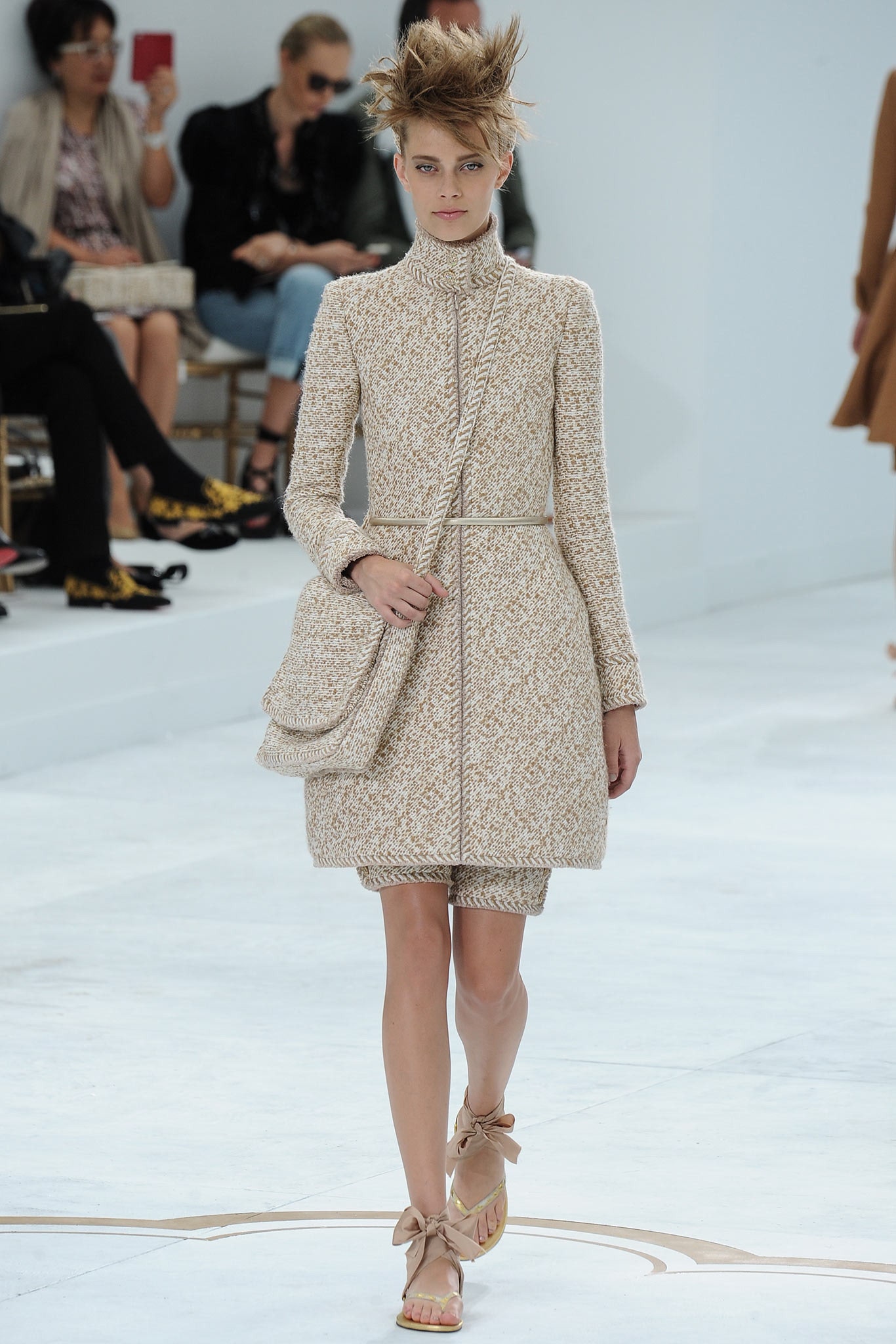 beige tweed textured bag