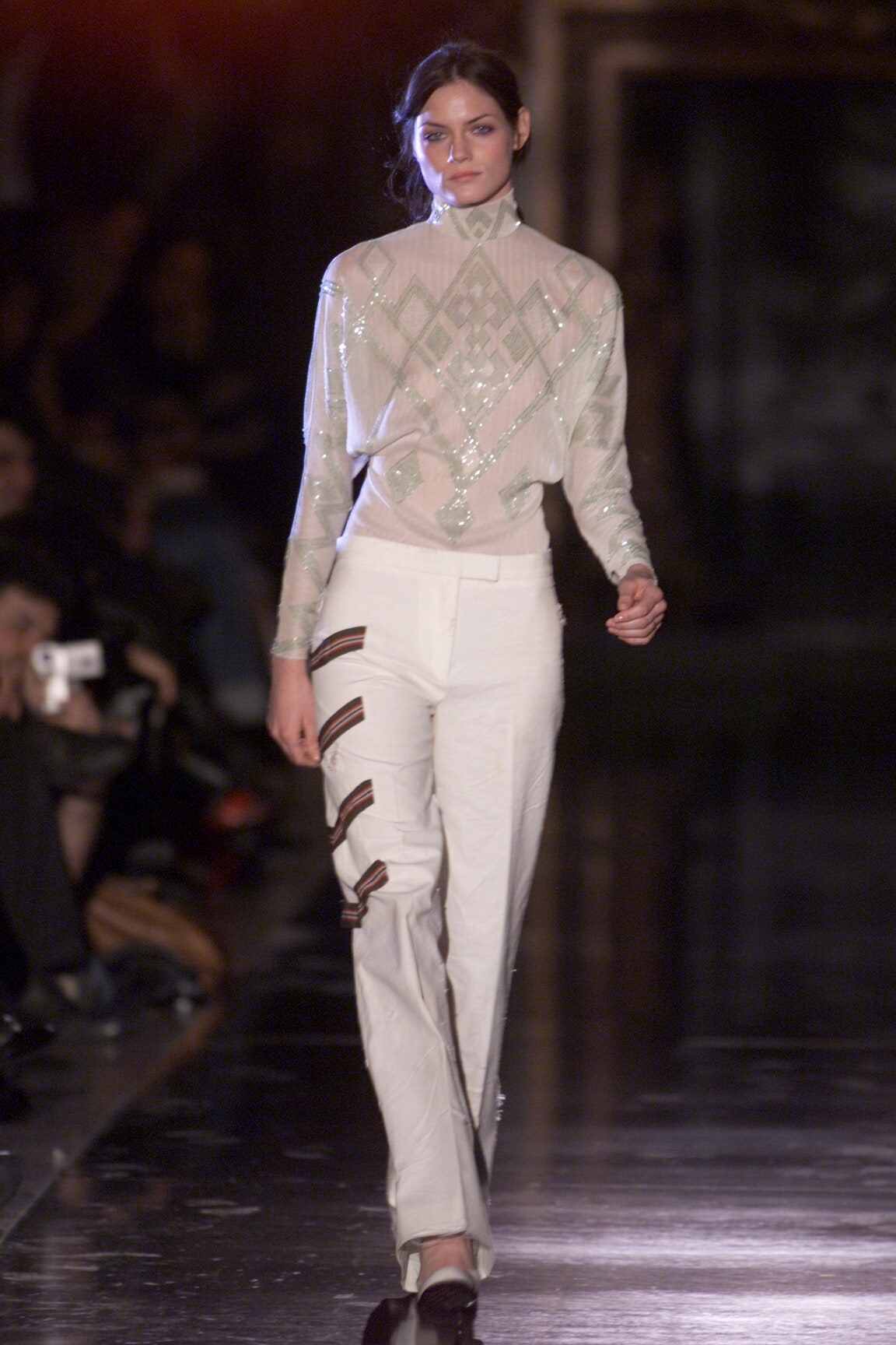 ivory unknown tailored striped straight-leg pants