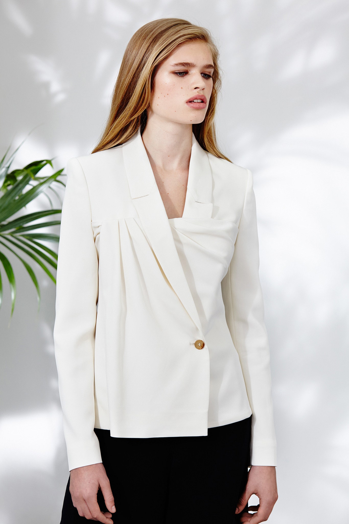ivory draped lapel blazer