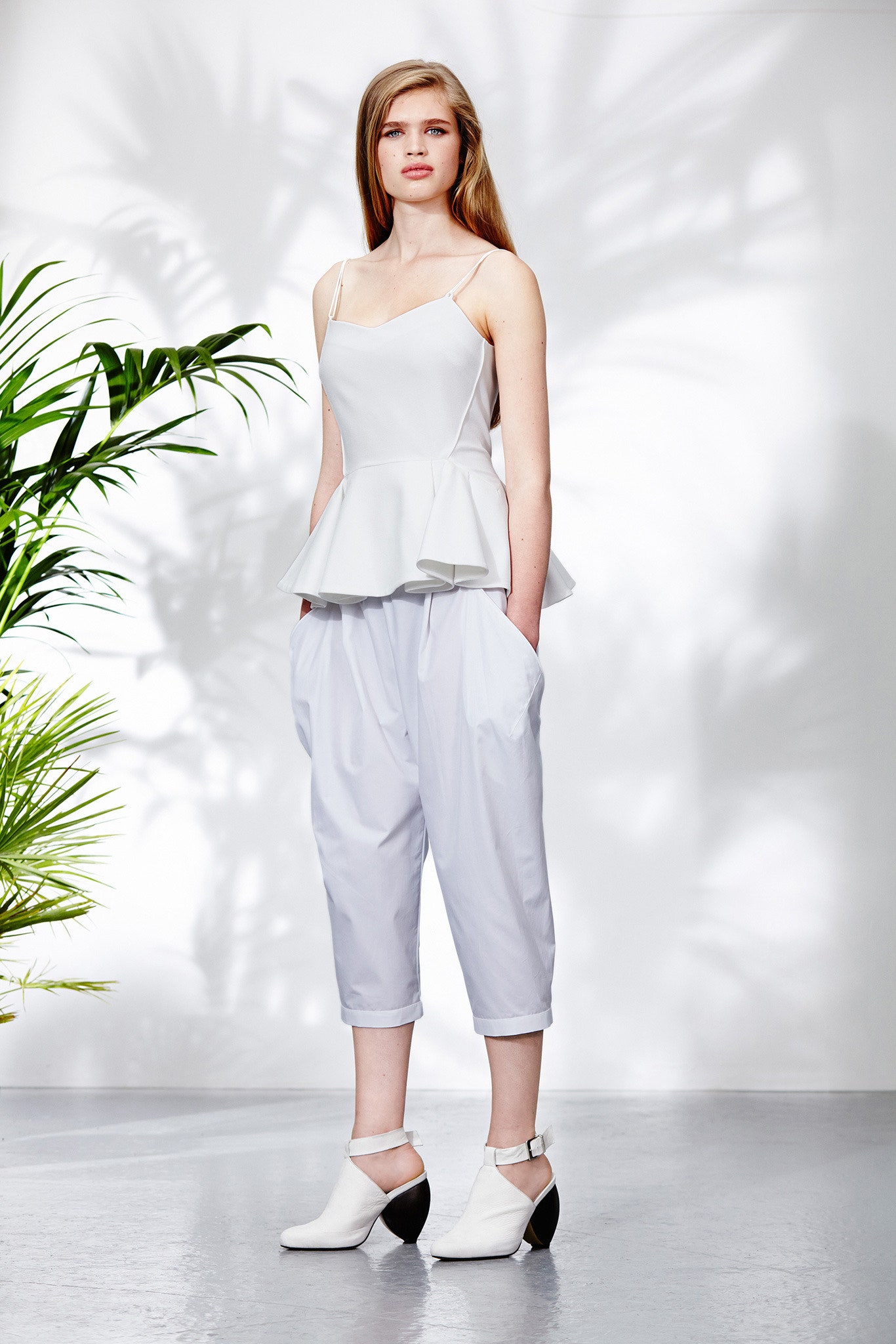 white peplum camisole top