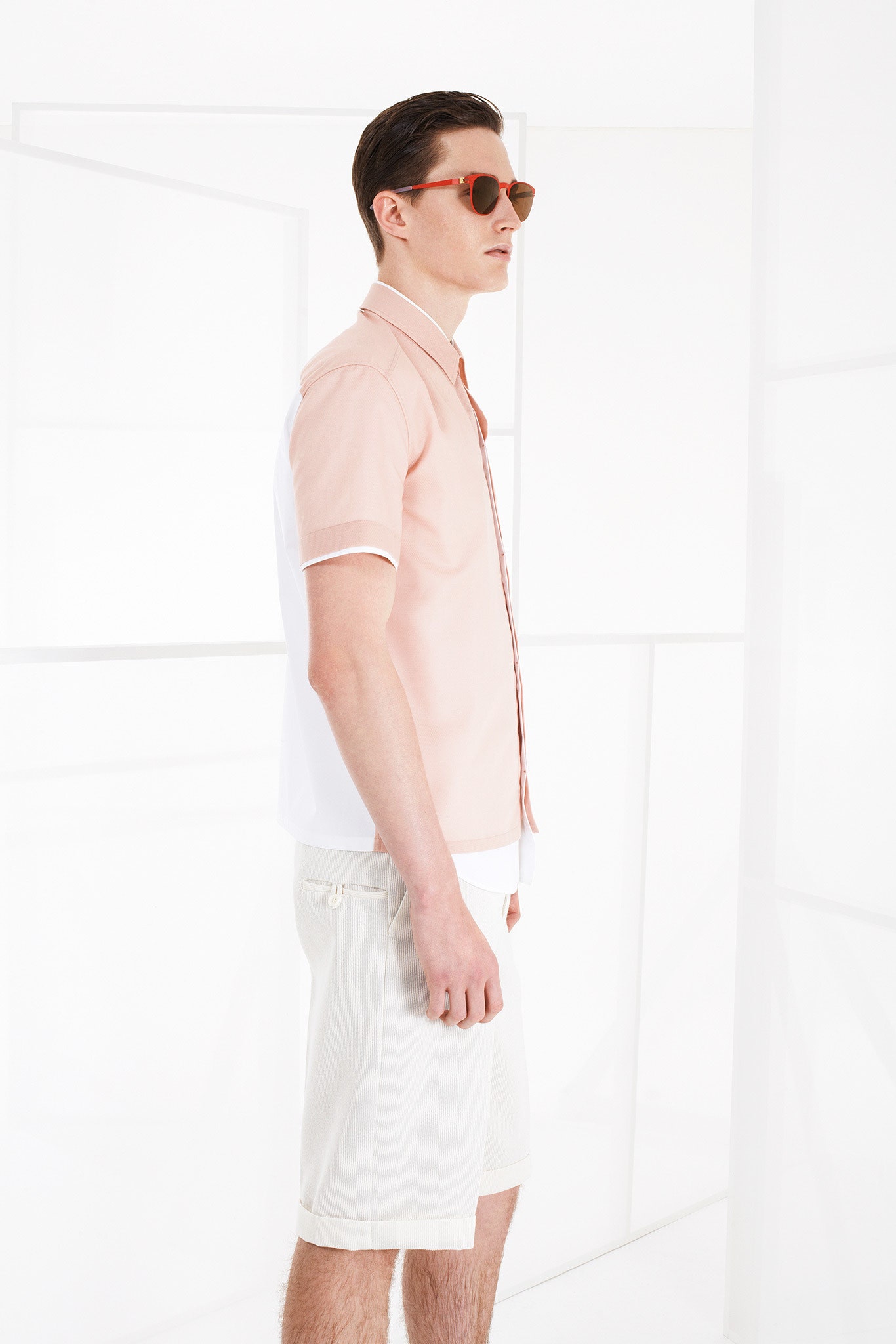color-block short-sleeve camp shirt