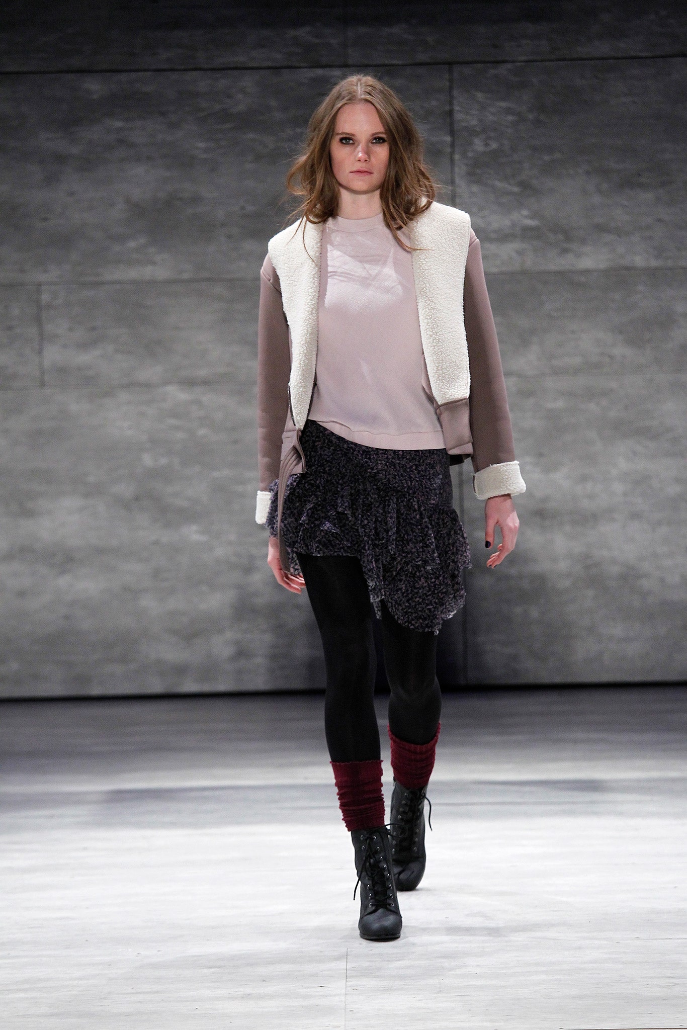 shearling-trim cropped jacket