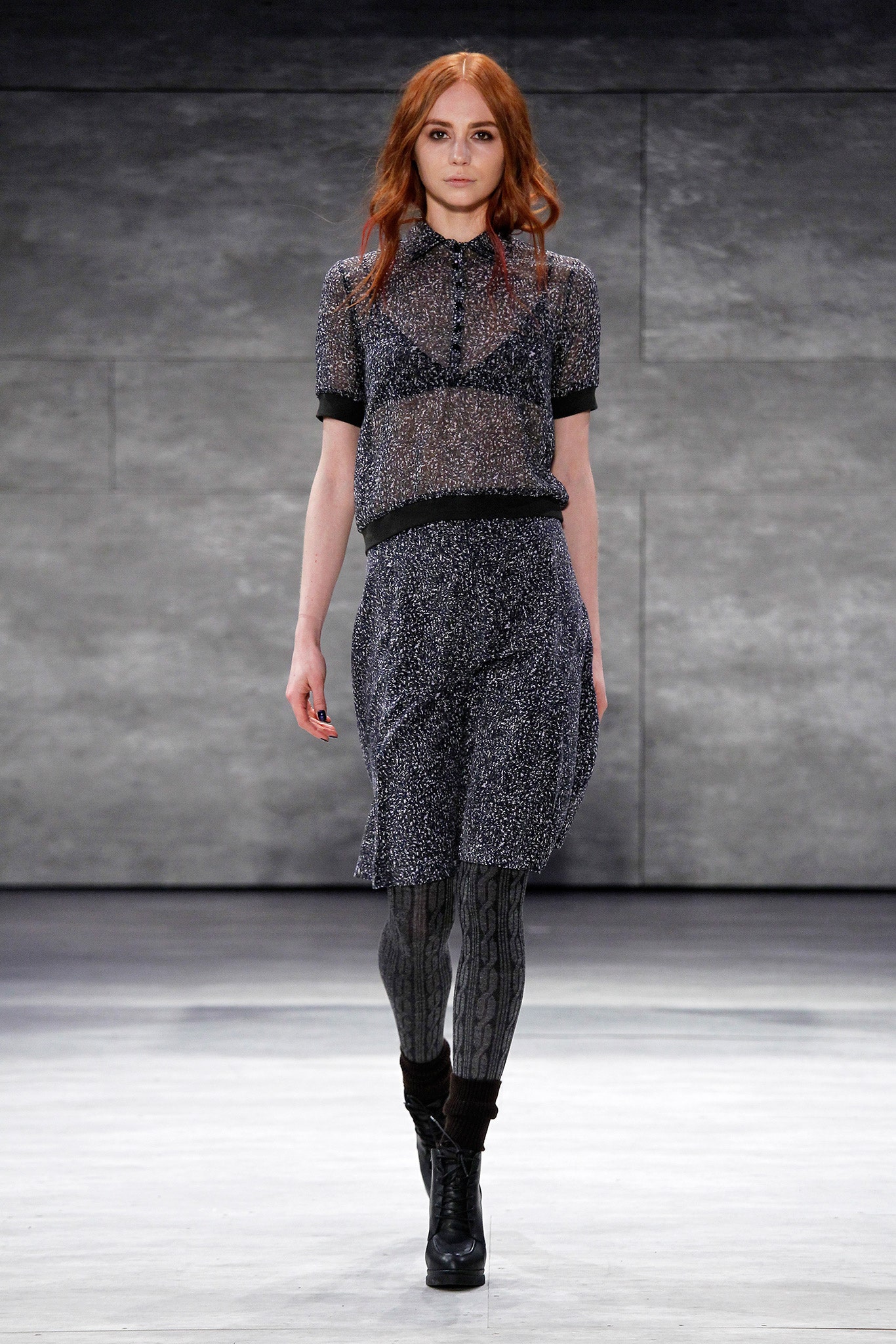 sheer printed collared blouse