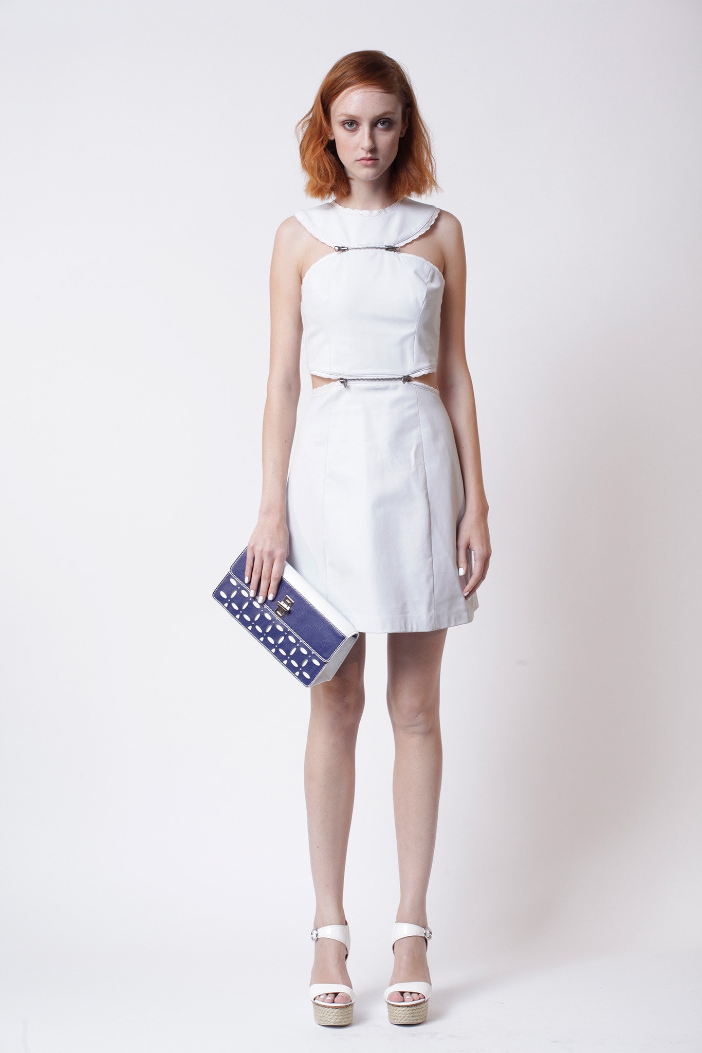 white cutout two-piece mini dress set