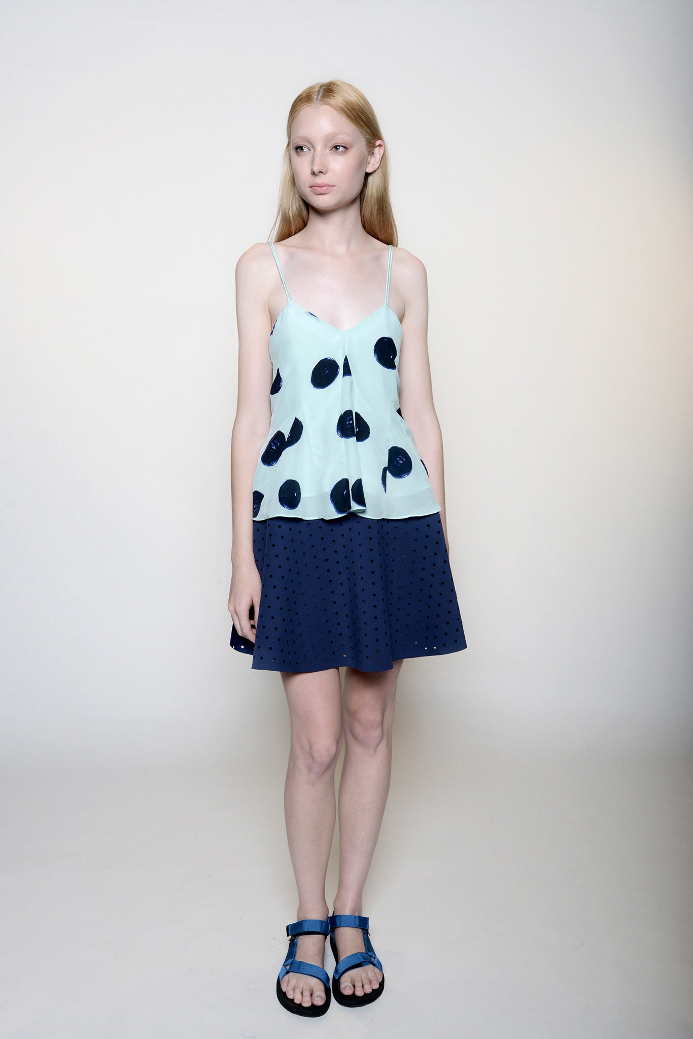 polka dot chiffon camisole top