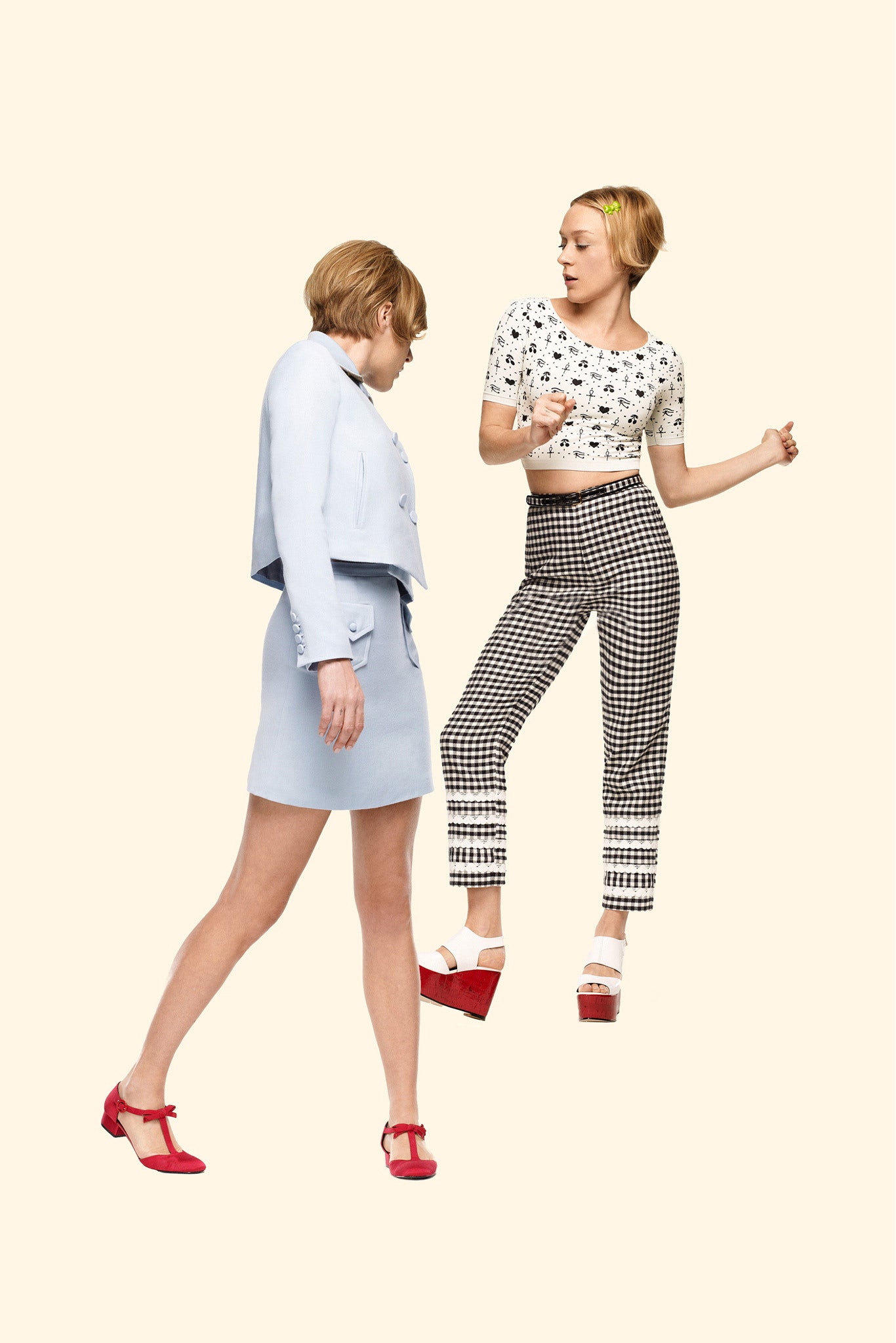 black and white gingham trousers
