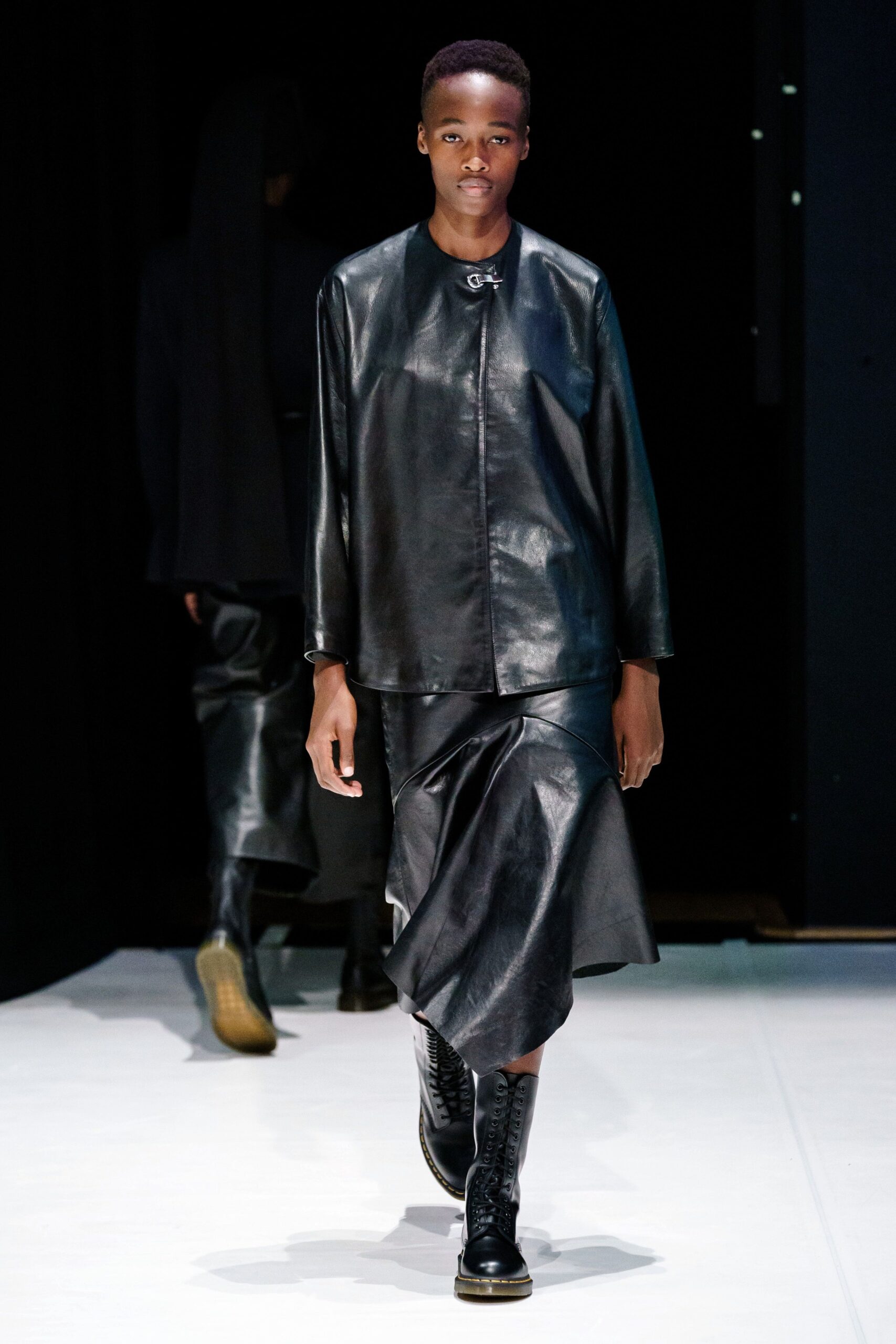 asymmetric black leather jacket