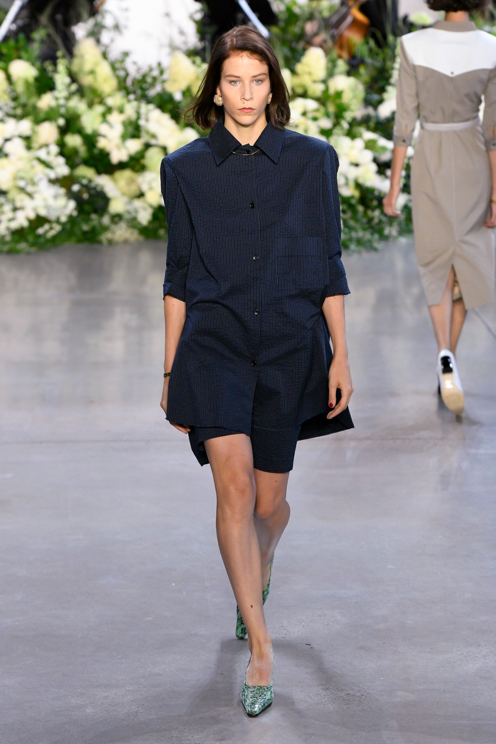 oversized pinstripe shirt and shorts set