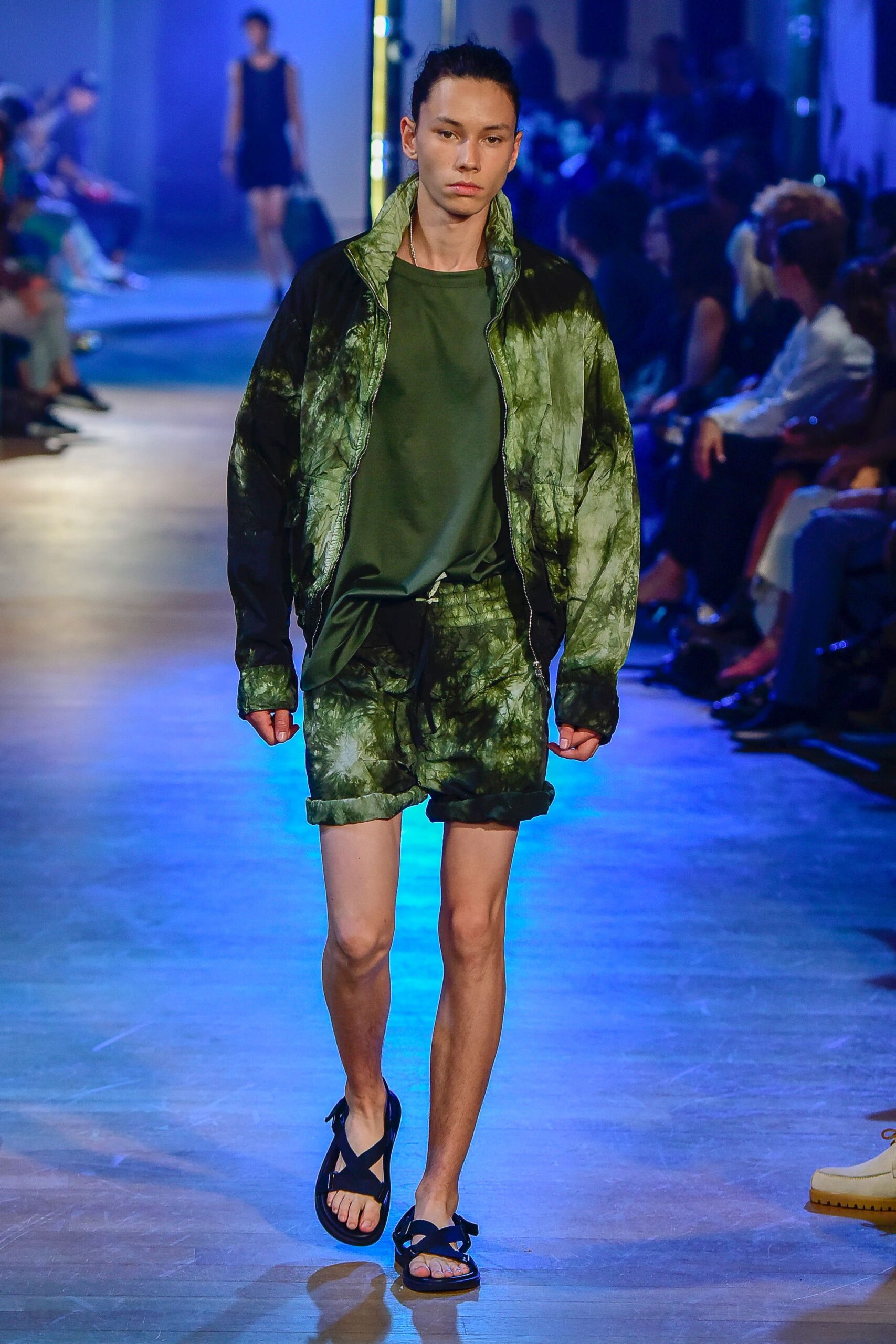 green tie-dye windbreaker jacket