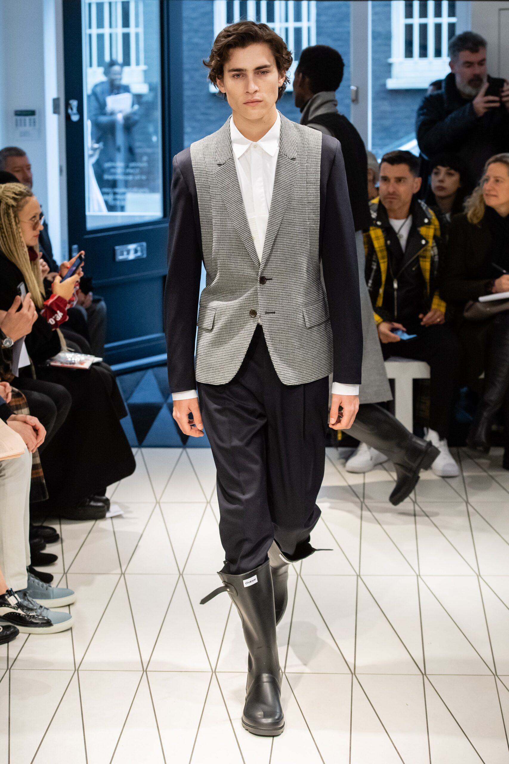 checked single-breasted blazer