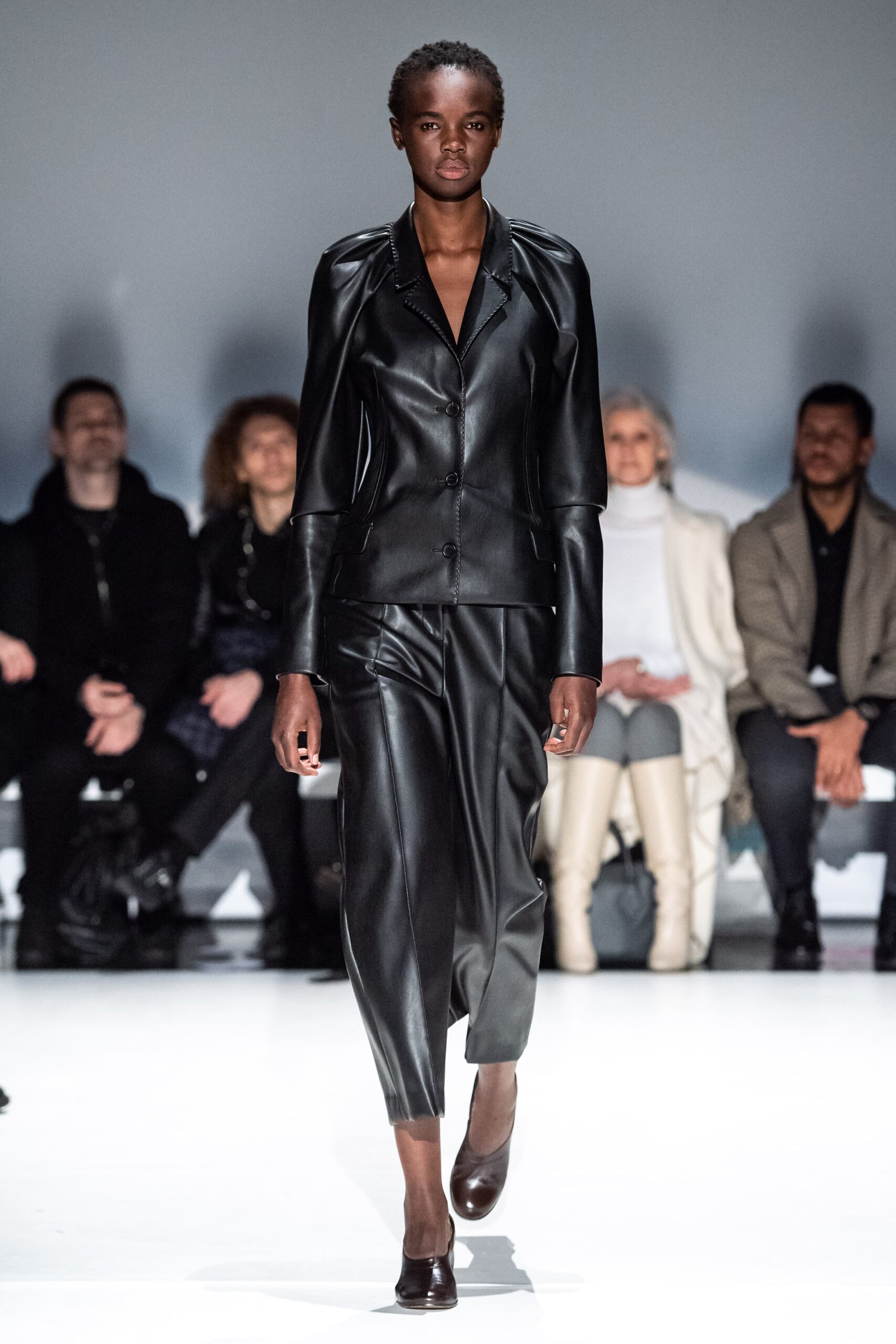 black leather tailored blazer