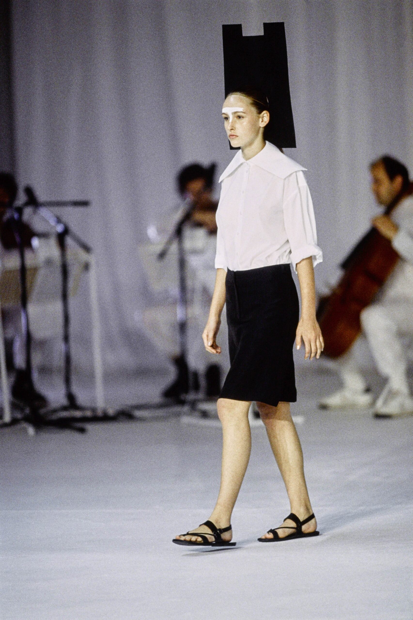 white blouse with oversized collar