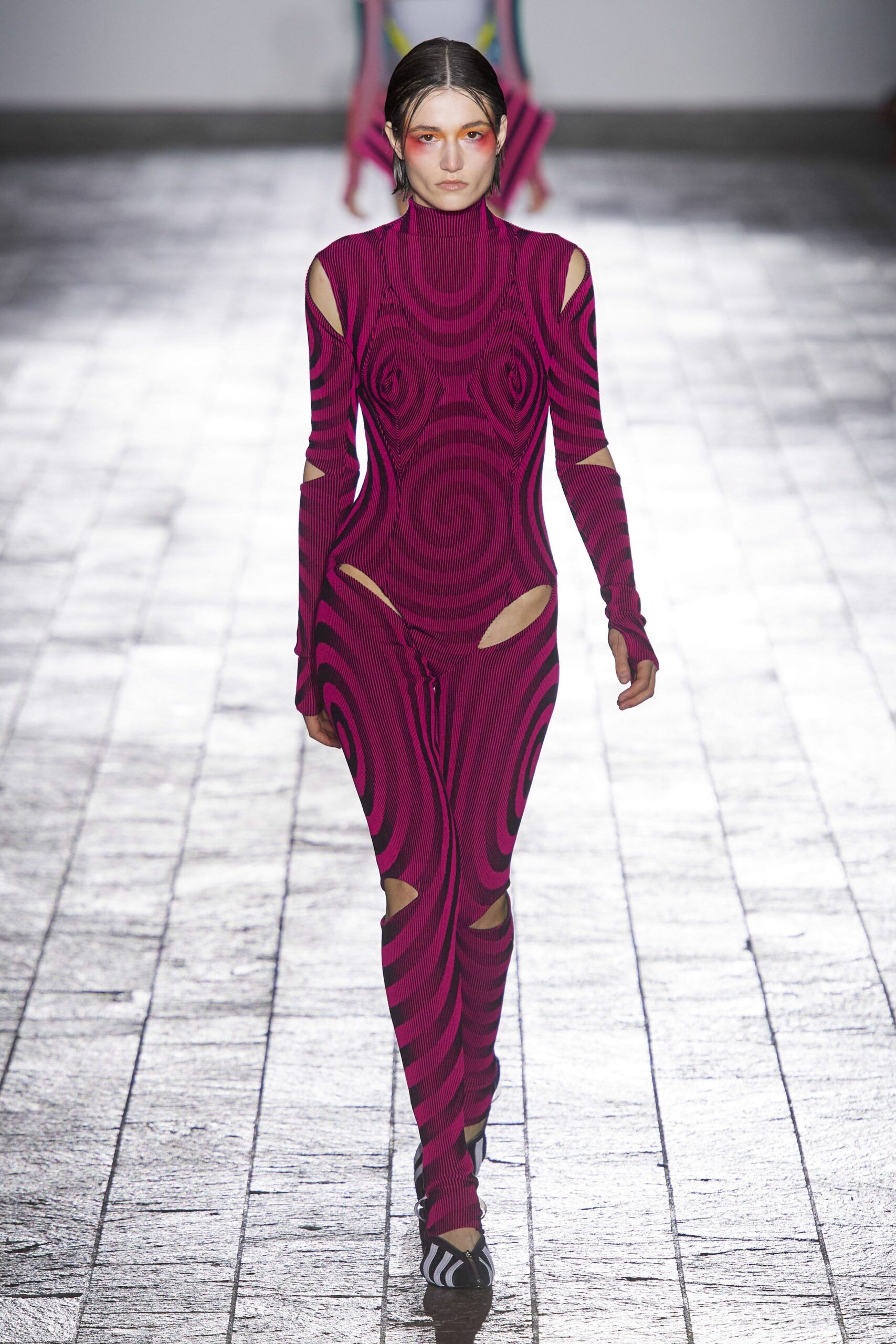 cutout swirl knit catsuit
