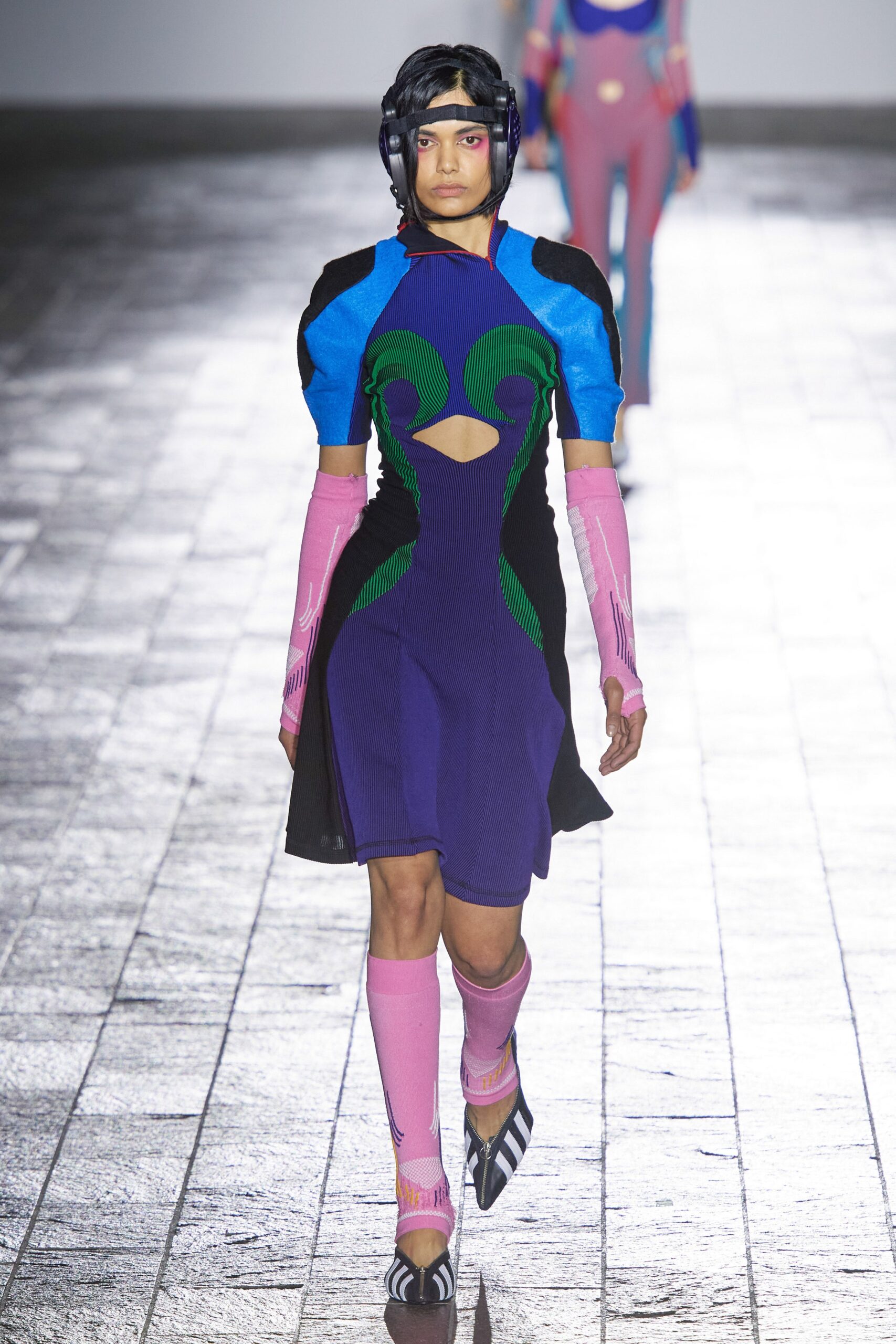 cutout color-block knit mini dress