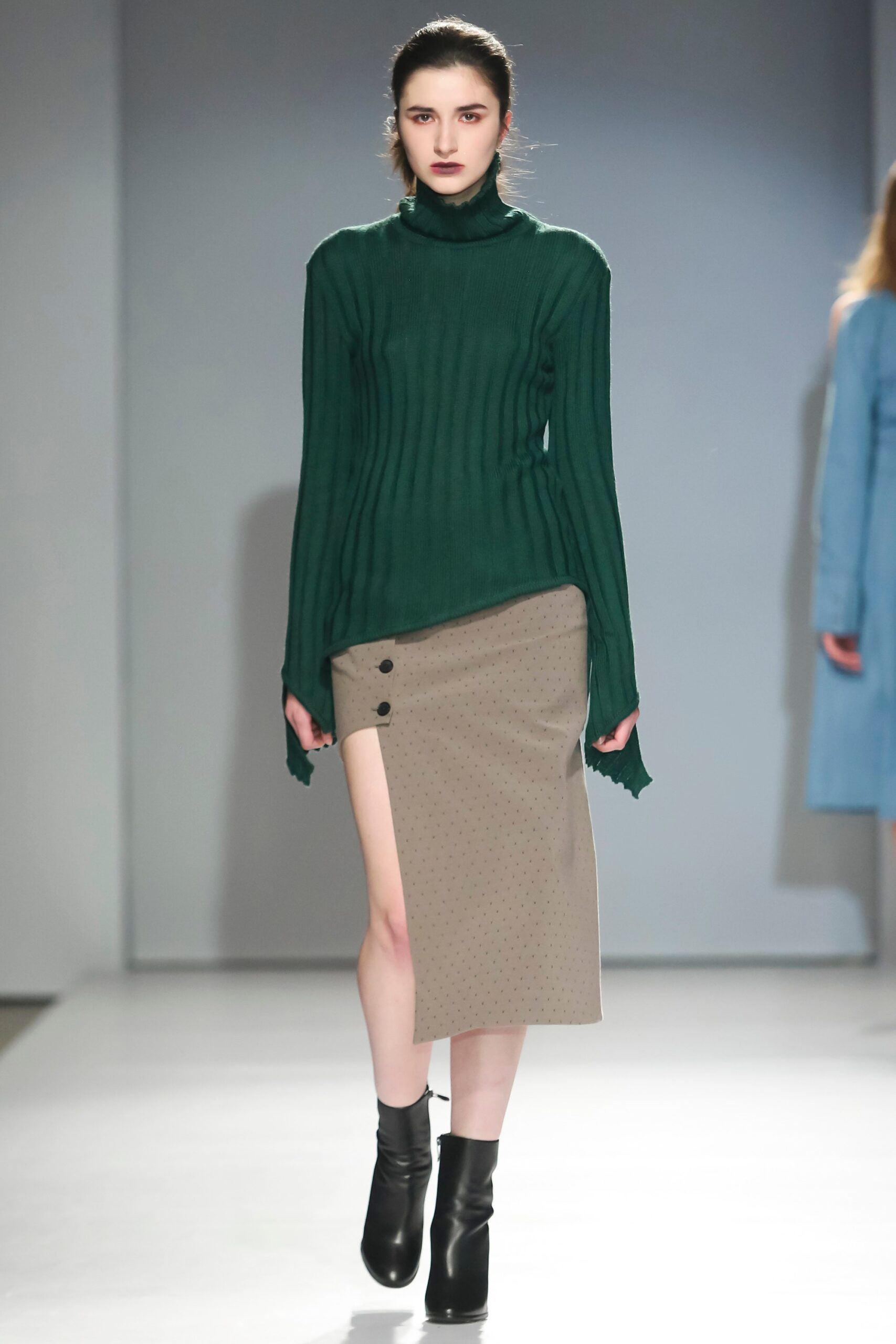asymmetric ribbed turtleneck sweater
