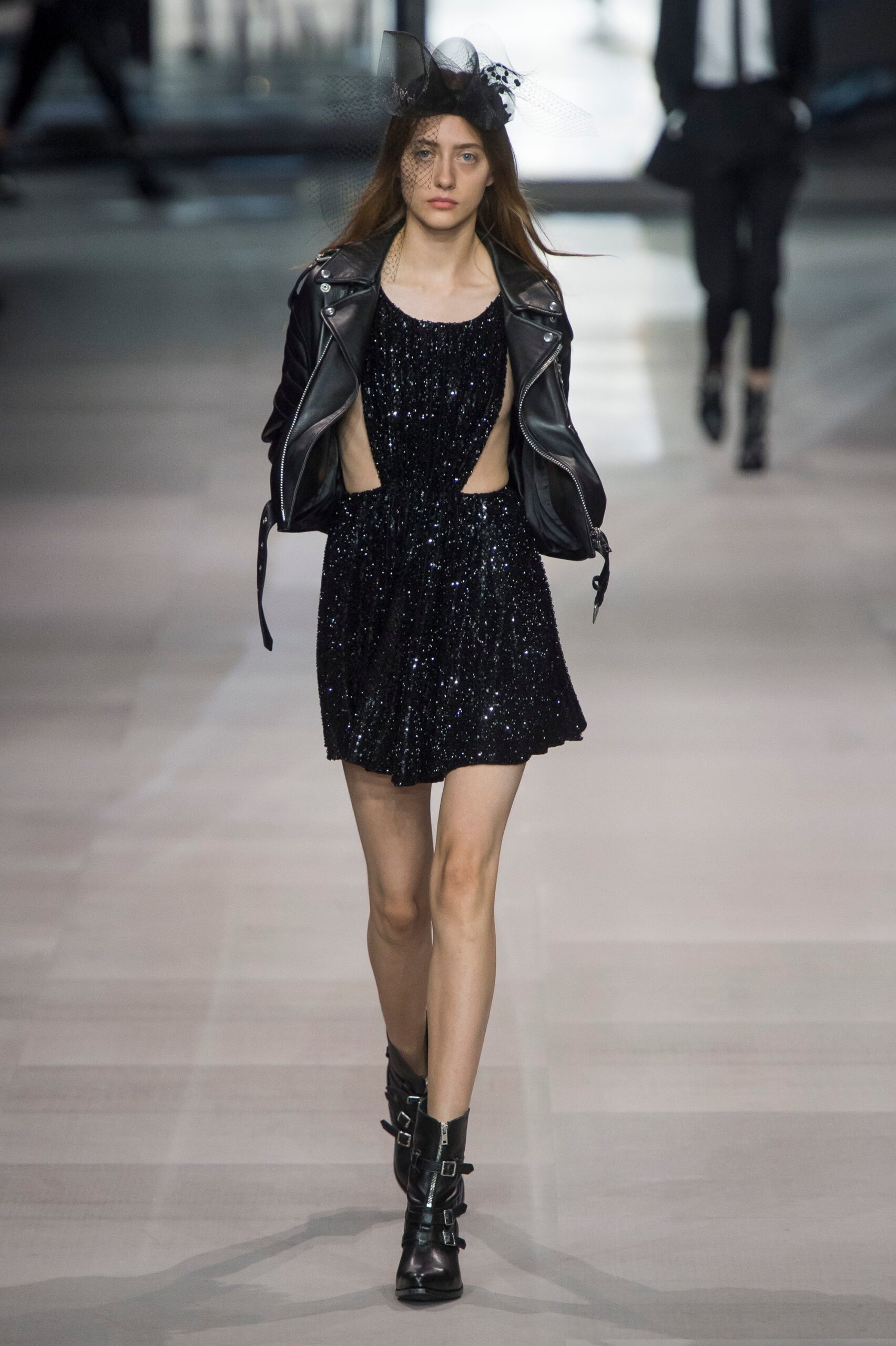 black tulle sheer hat