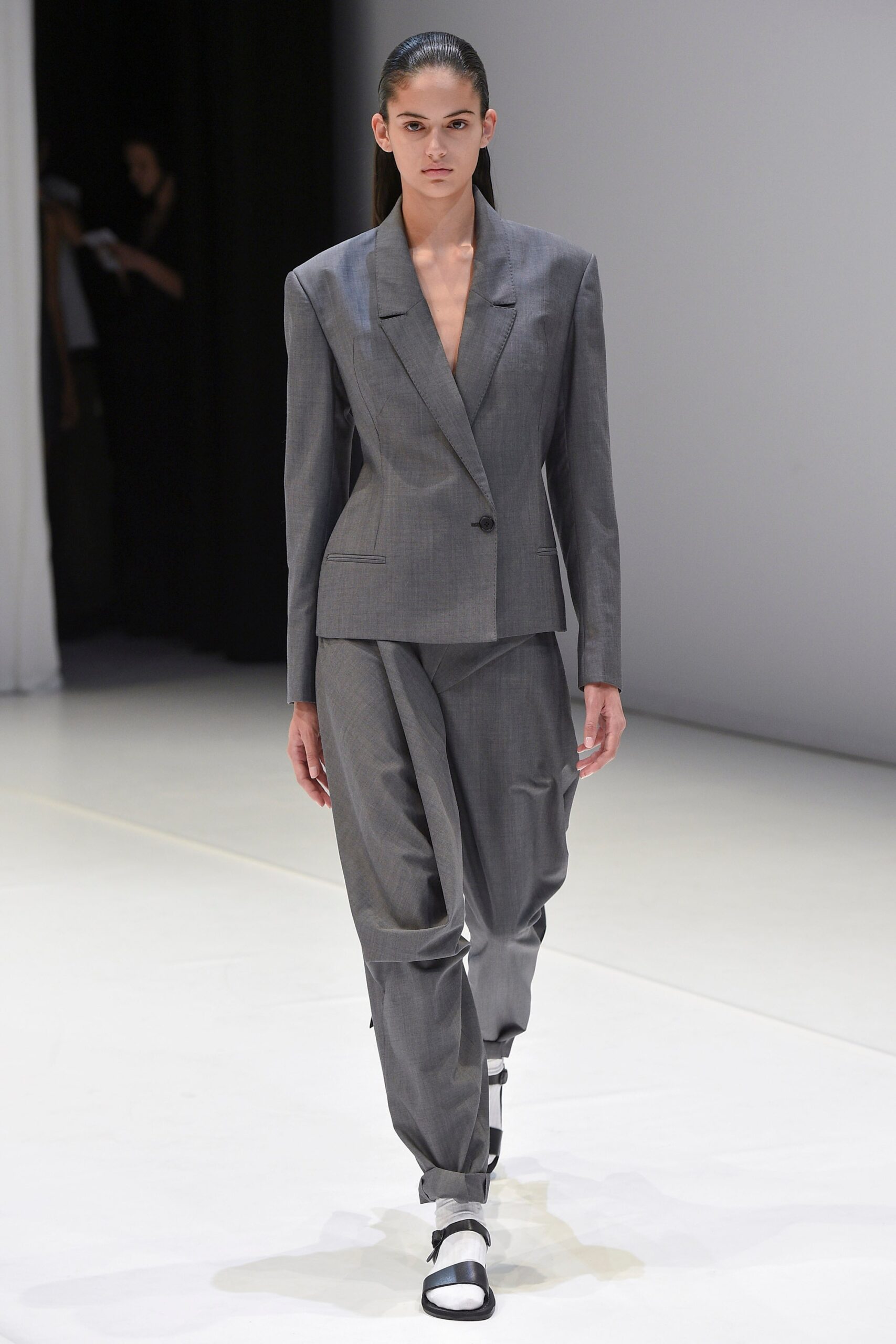 gray tailored blazer