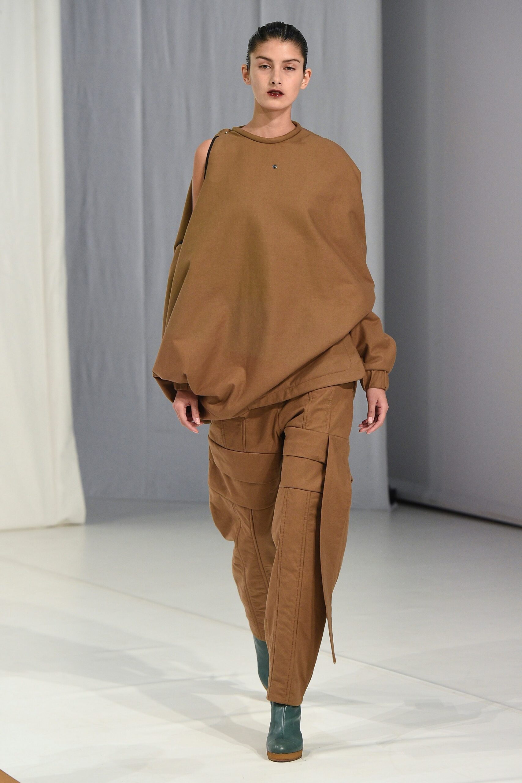 asymmetric oversized brown poncho top