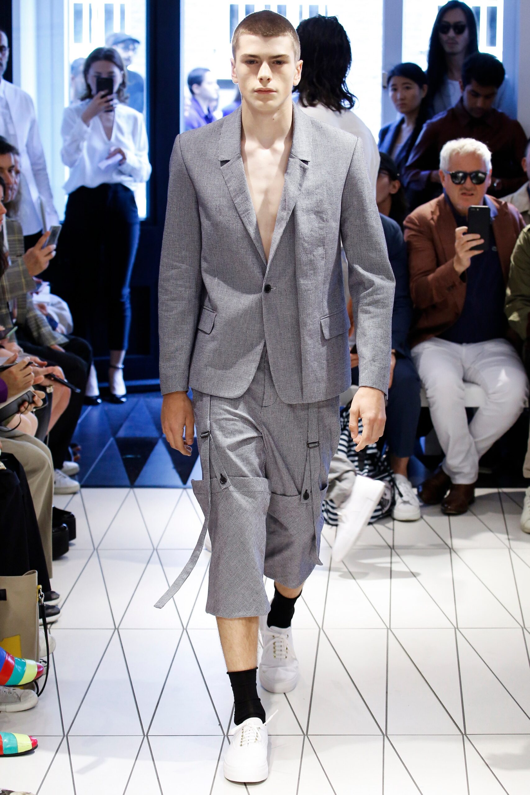 deep plunge gray blazer