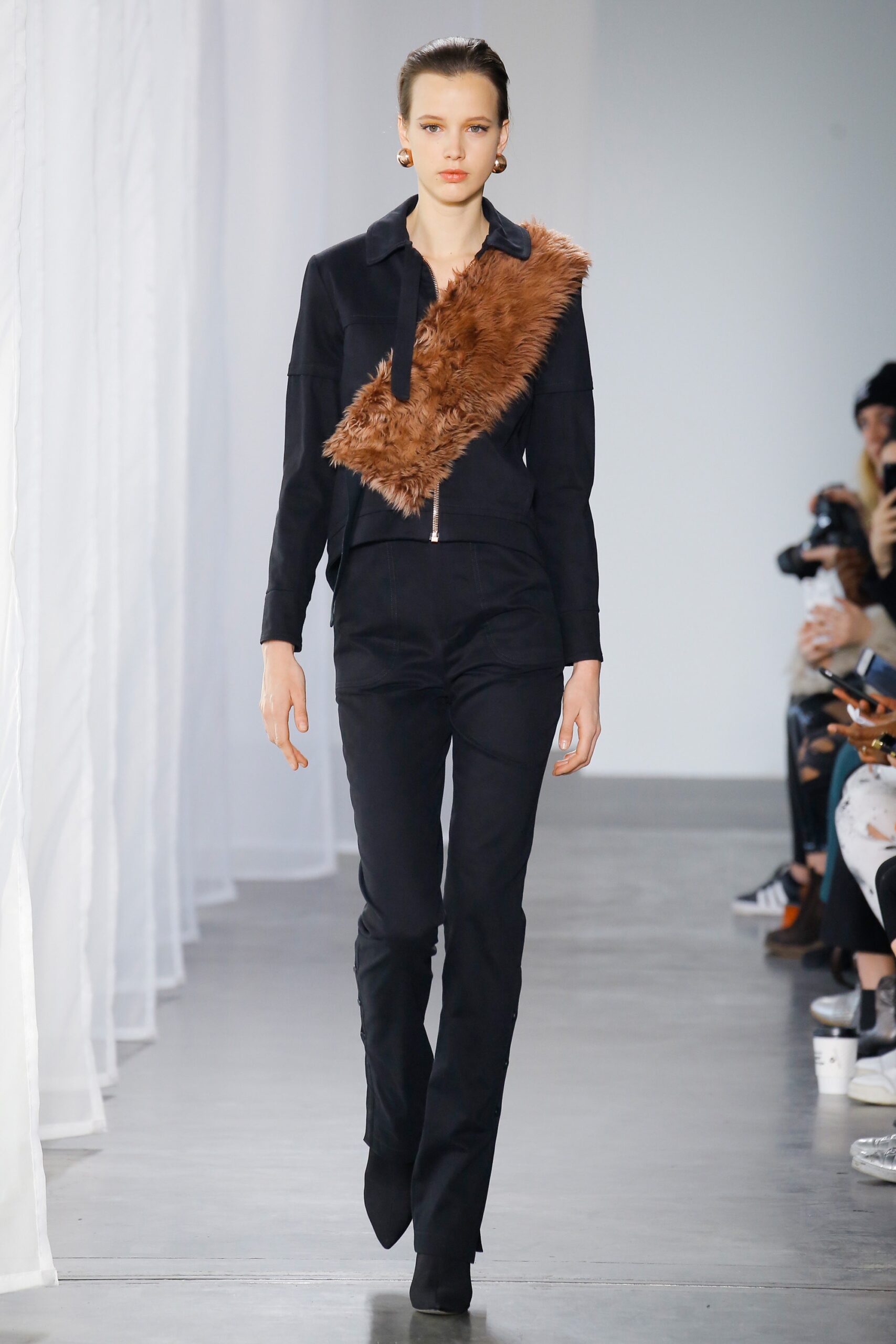 black cropped zip-front jacket
