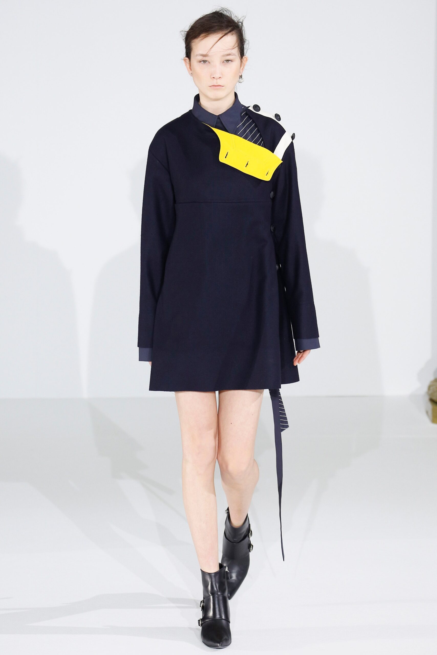 asymmetric color-block shirt dress