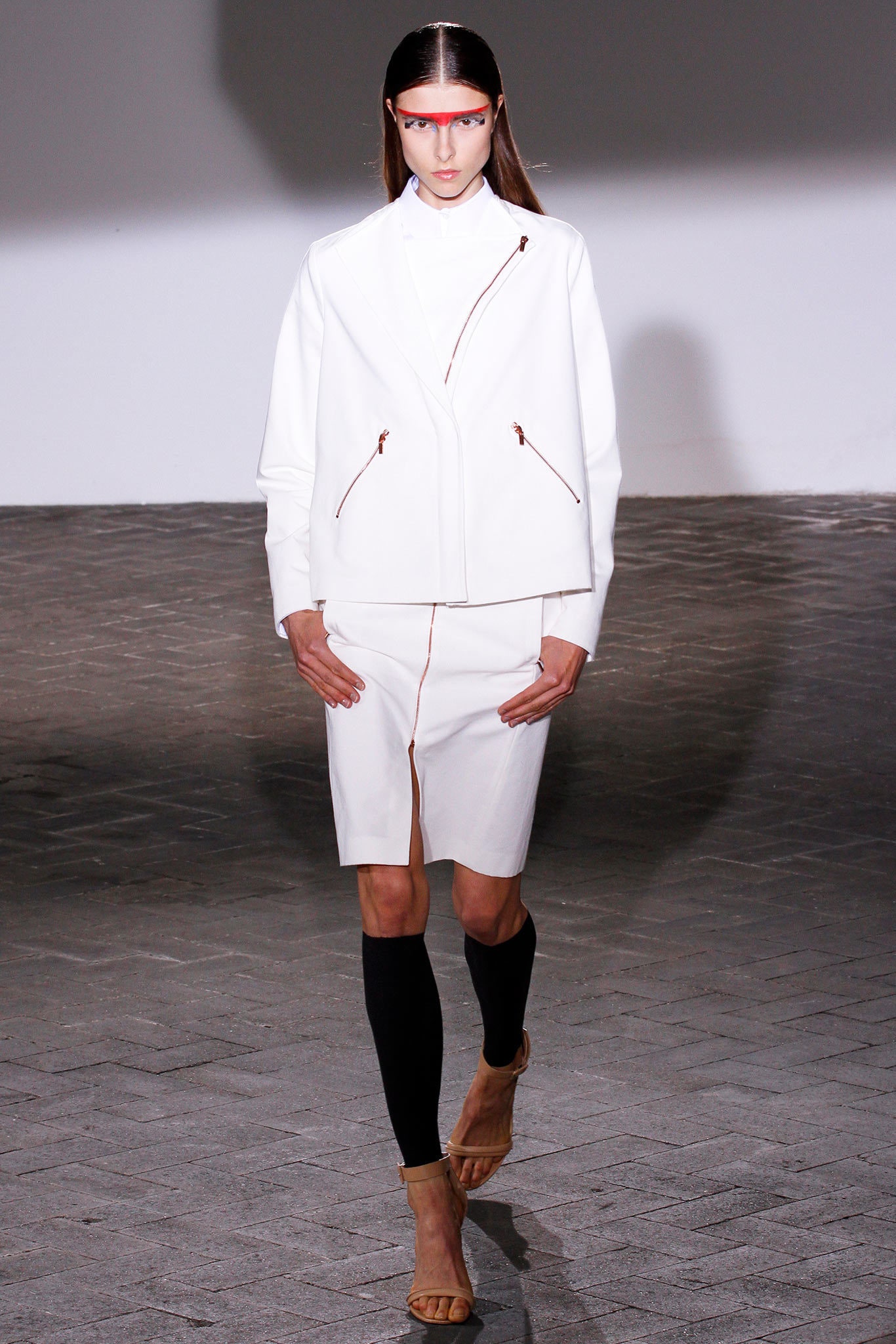 white asymmetric moto jacket