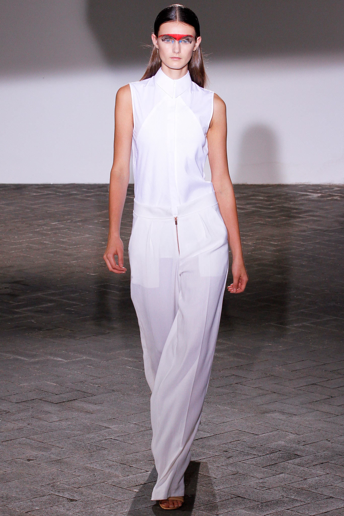 white sheer panelled jumpsuit