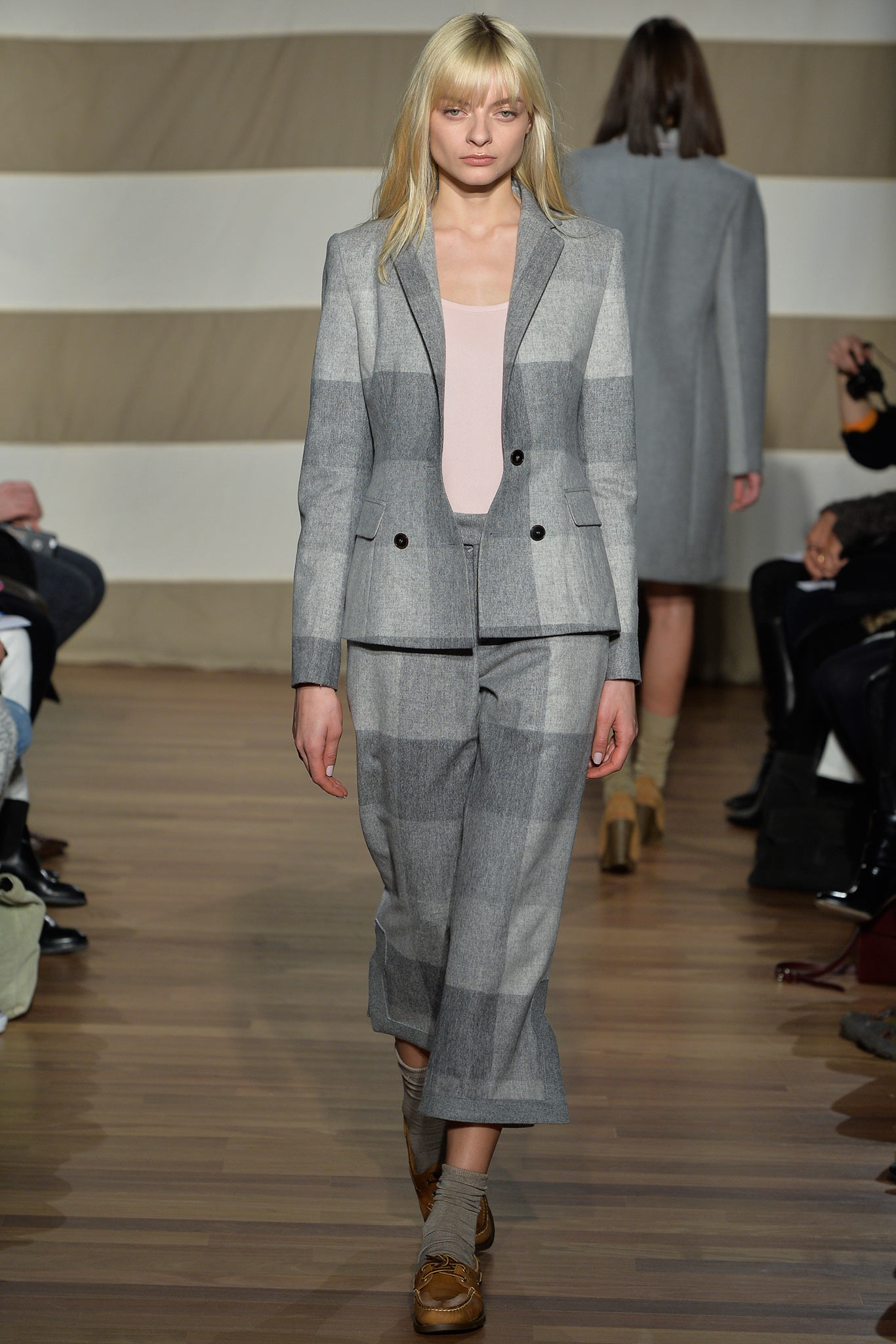 gray checked tailored blazer