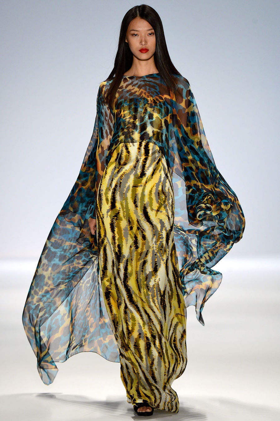 animal-print chiffon caftan gown