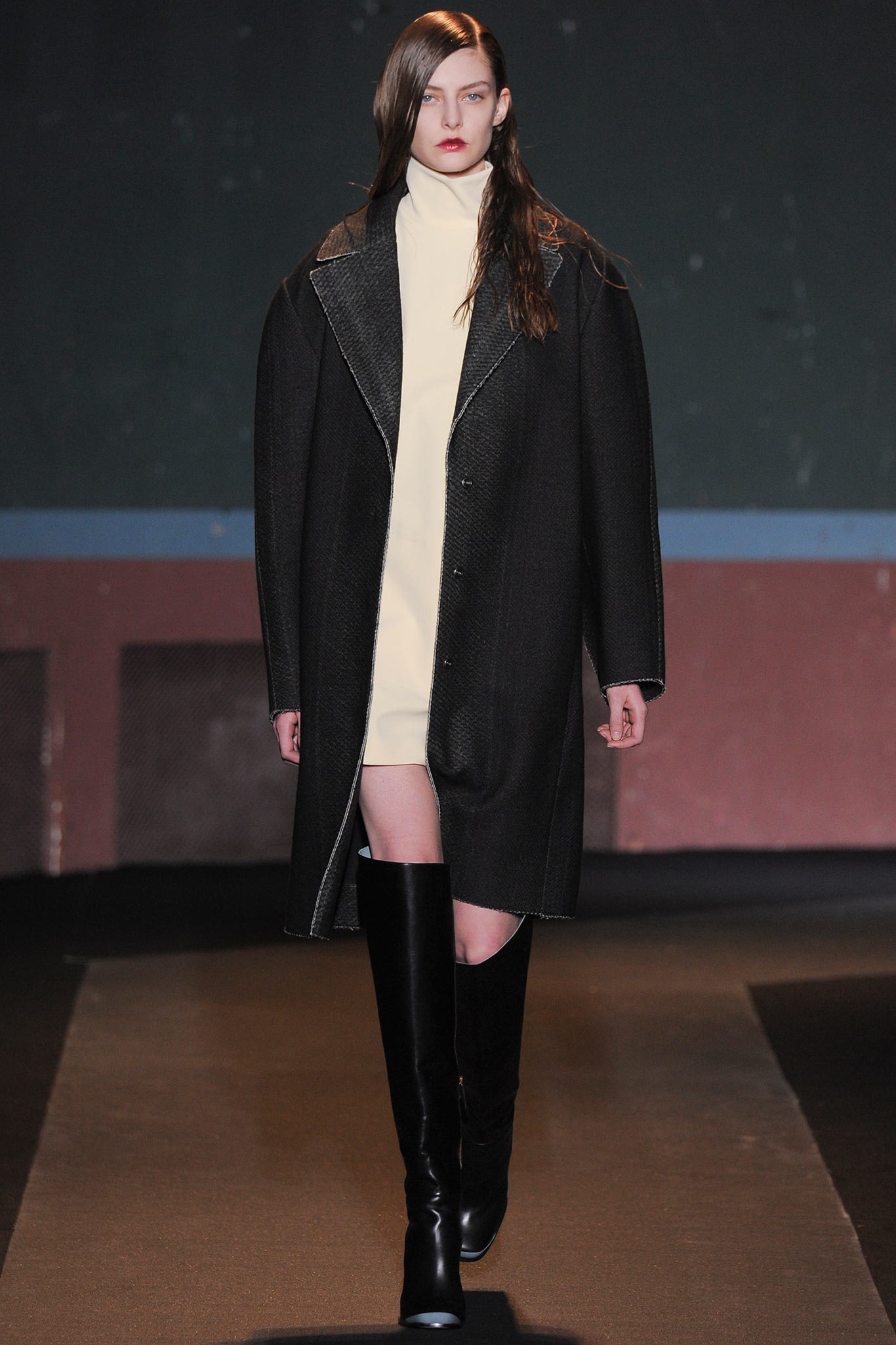 black oversized textured coat