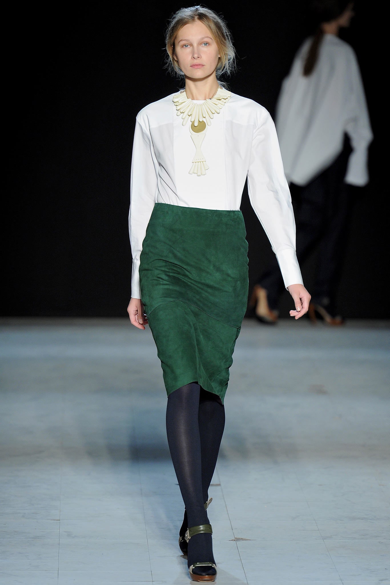 green suede asymmetric midi skirt