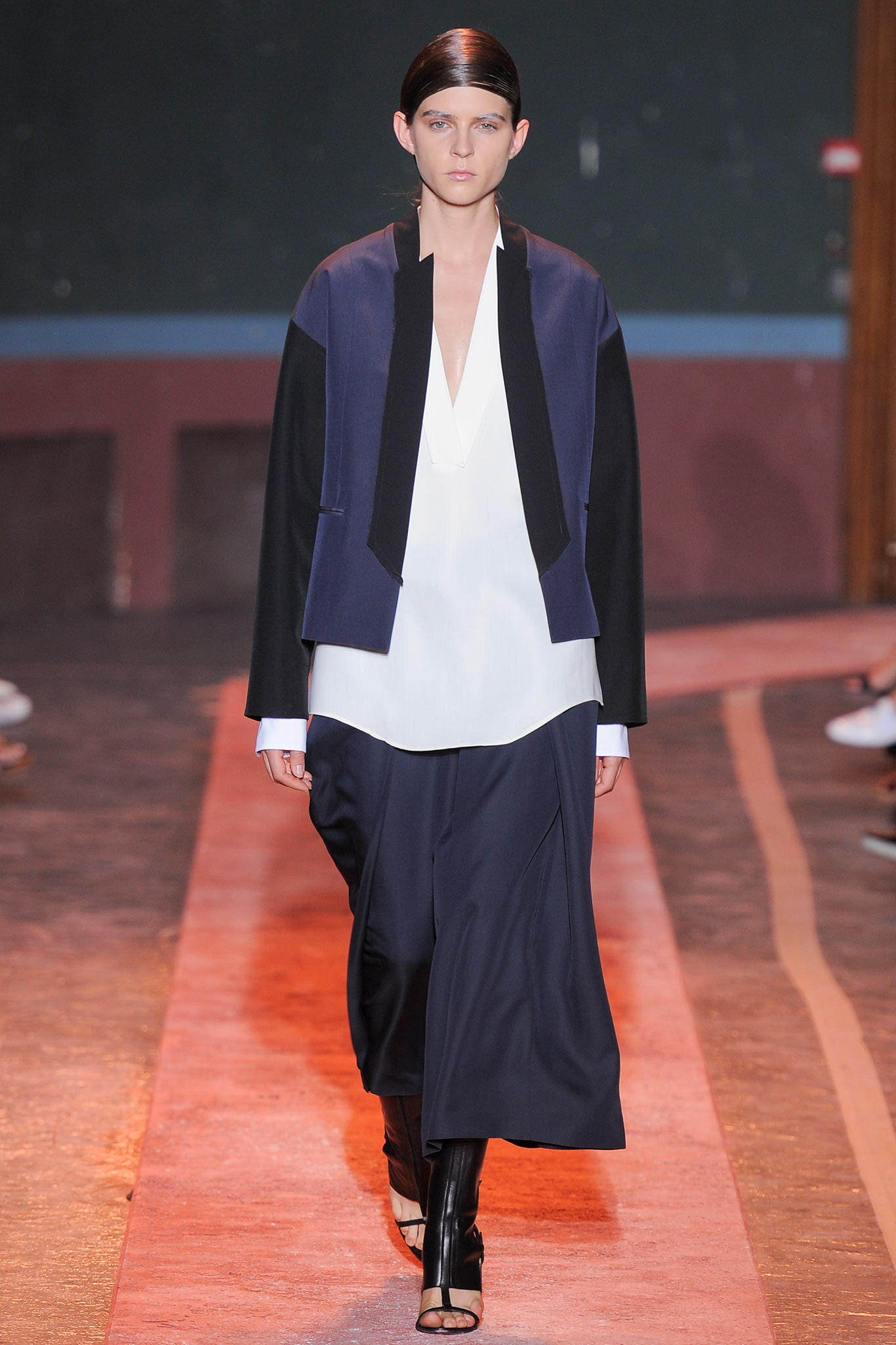 color-block open-front jacket