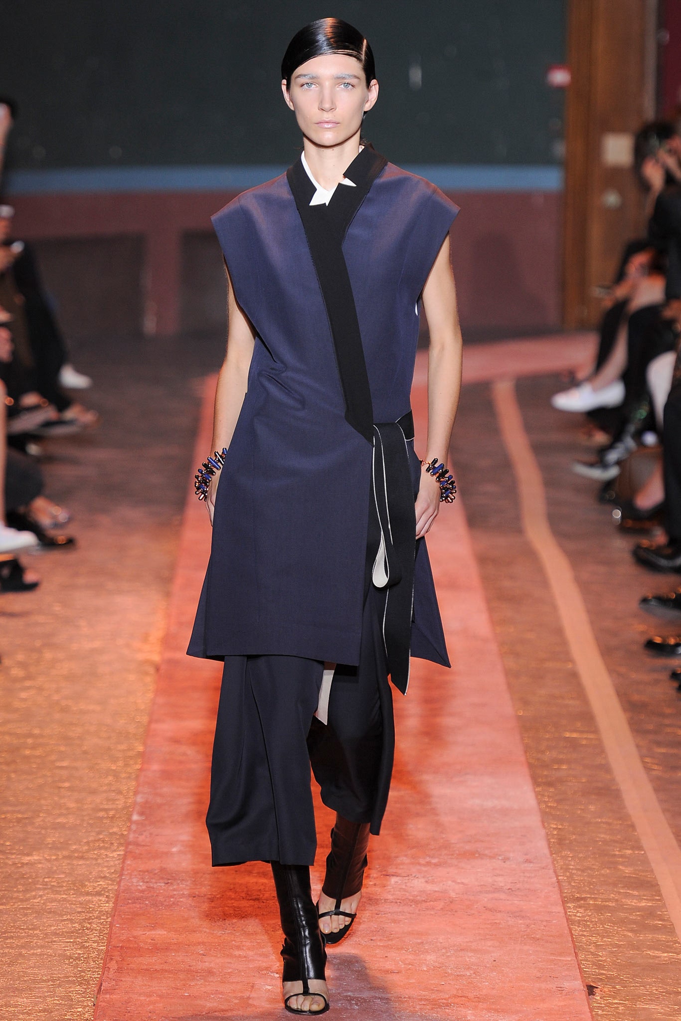 asymmetric belted tunic dress