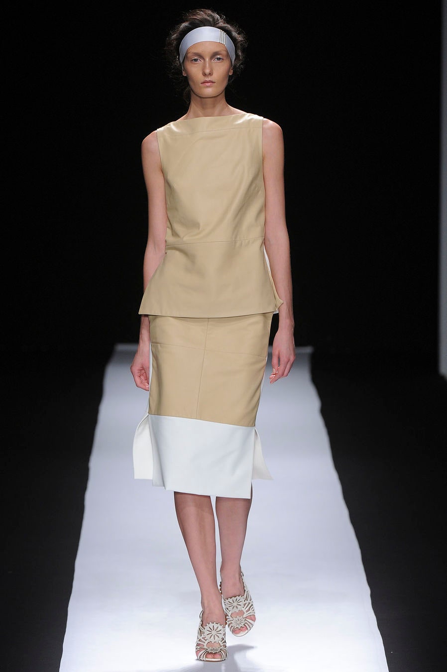 beige leather peplum top