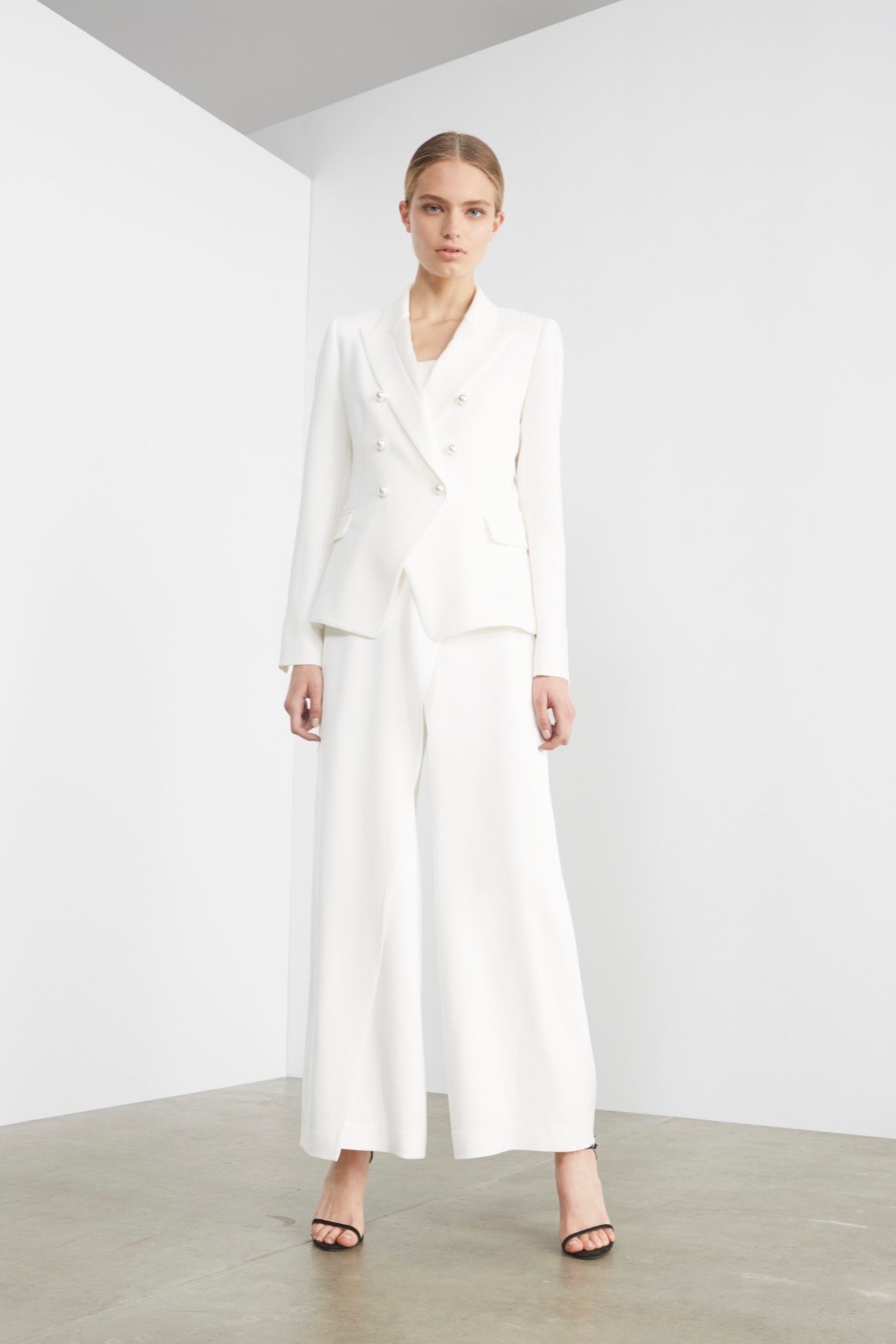 white double-breasted blazer