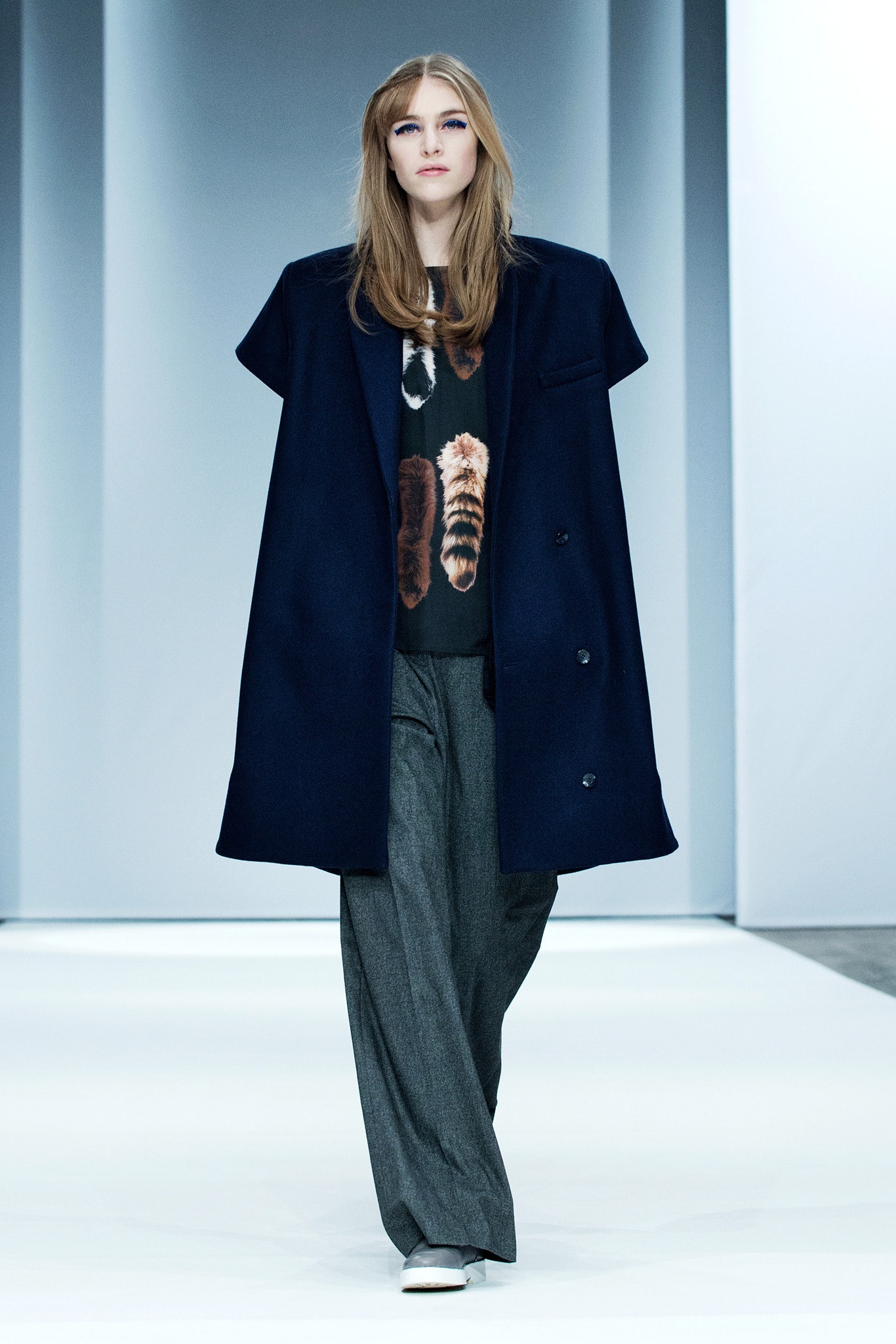 oversized navy cape coat
