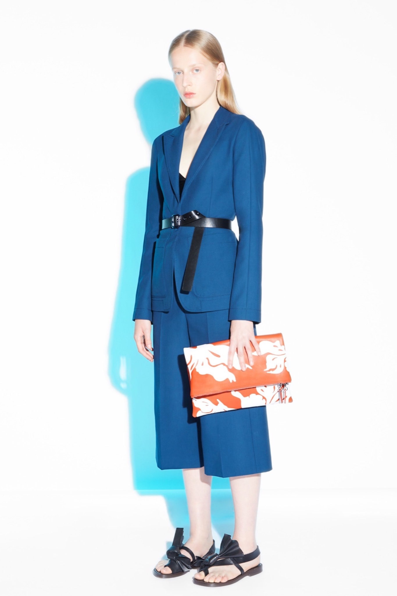 blue unknown wide-leg midi culottes