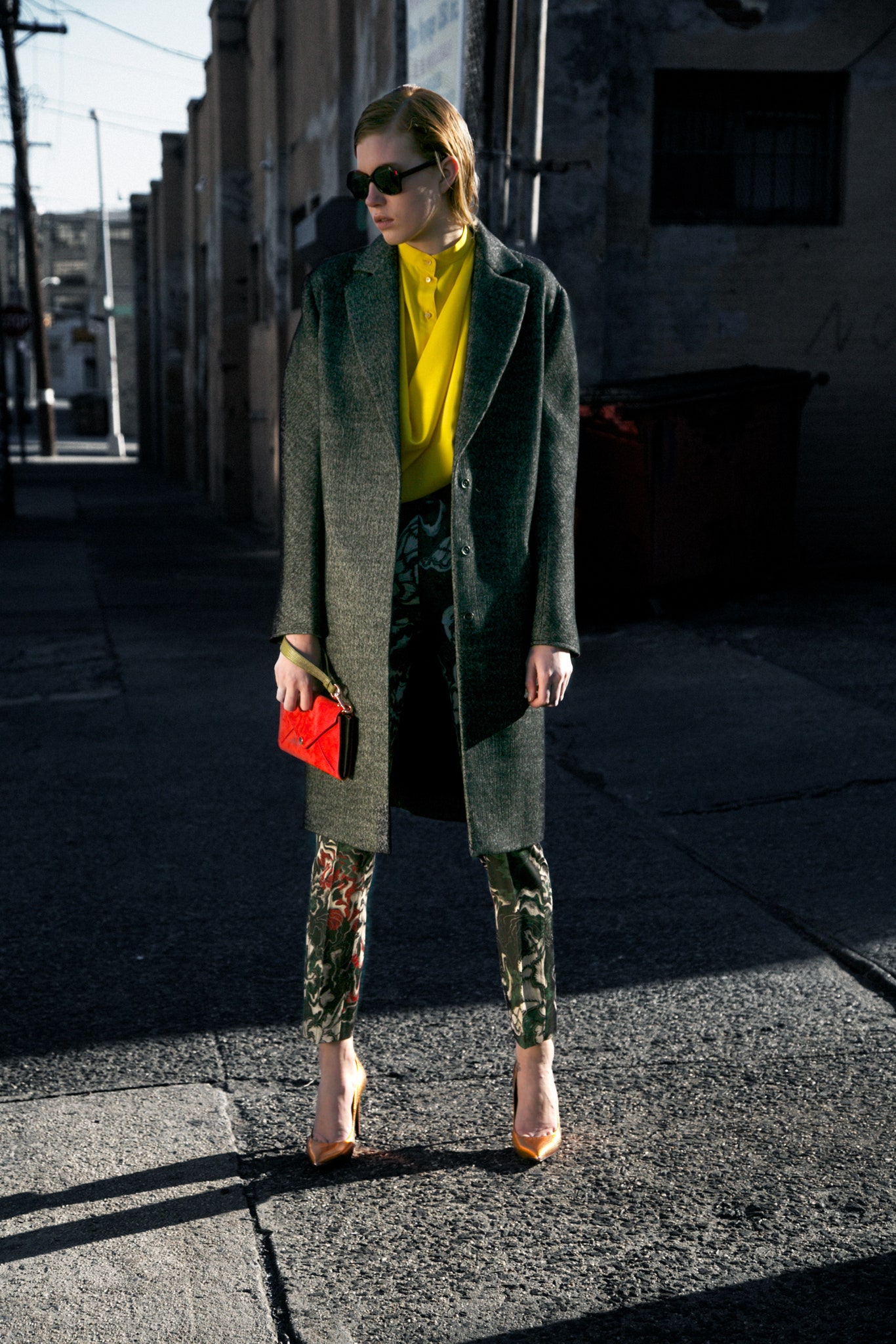 oversized gray wool coat