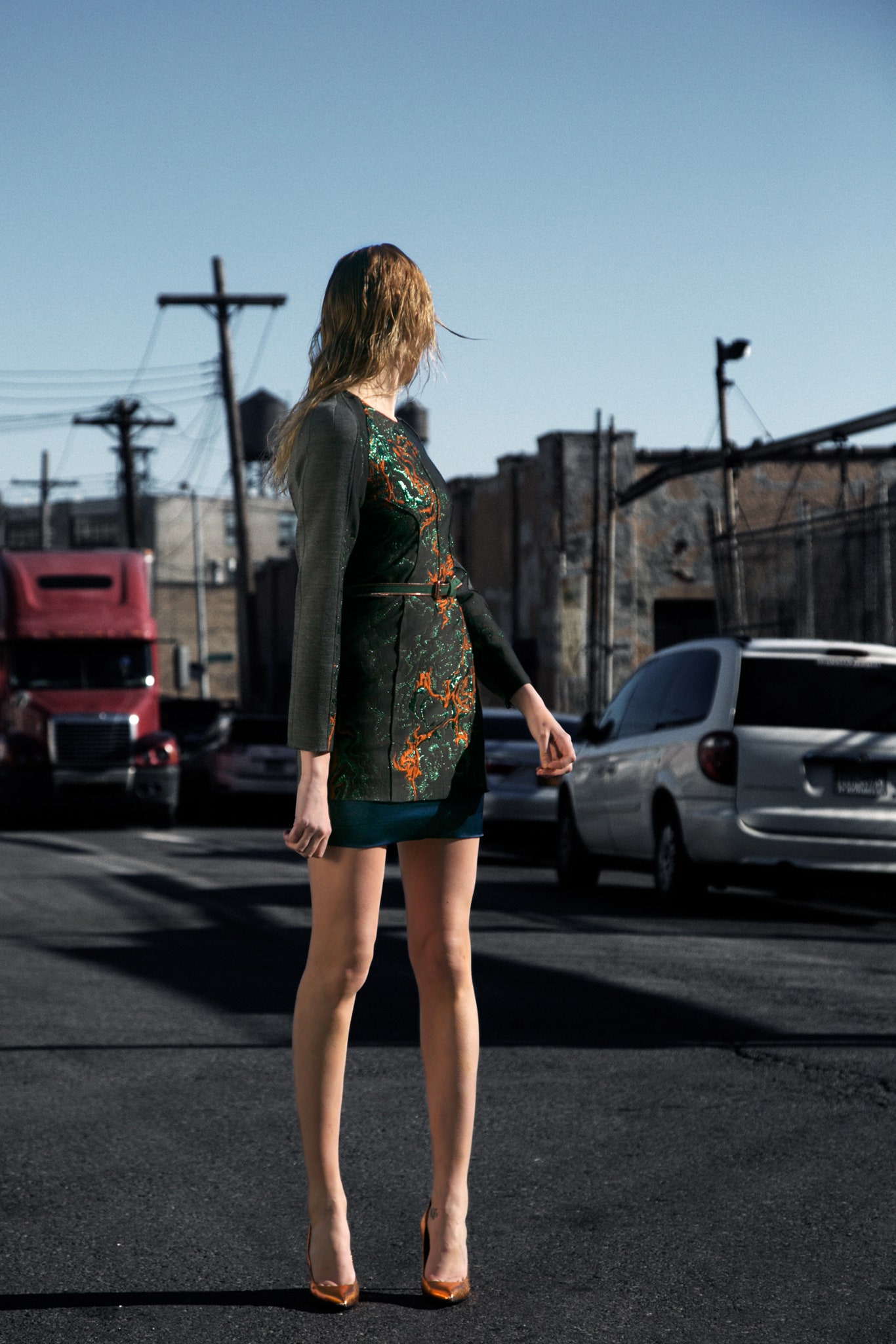 marbled print belted mini dress