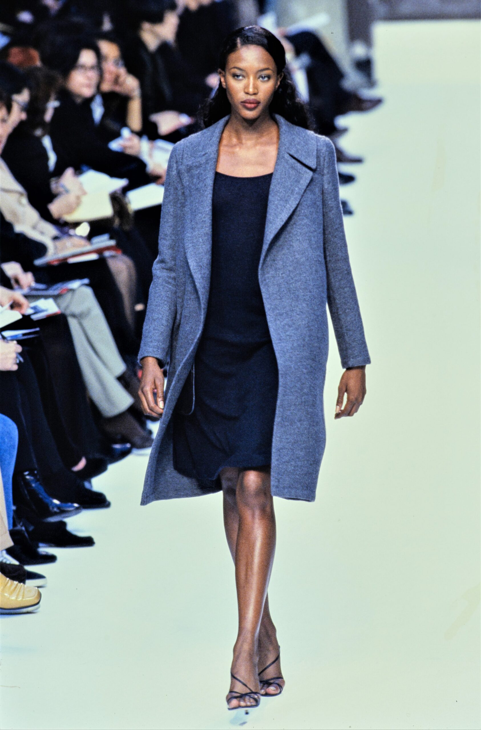 gray wool open-front coat