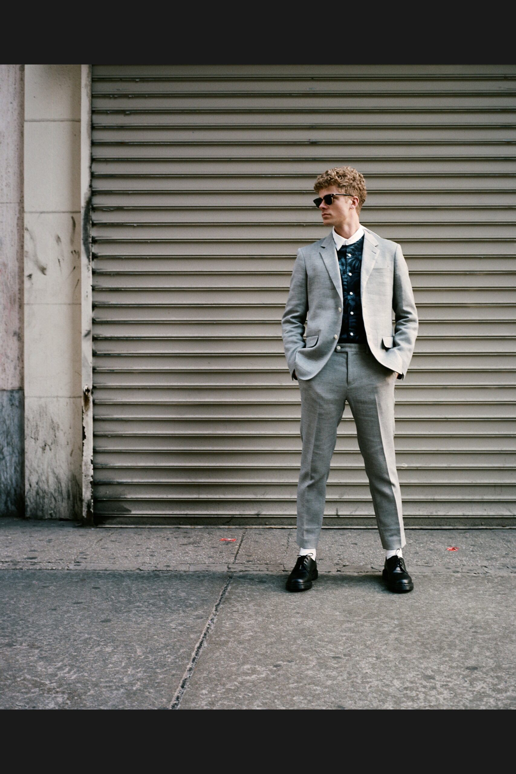 light gray tailored suit blazer